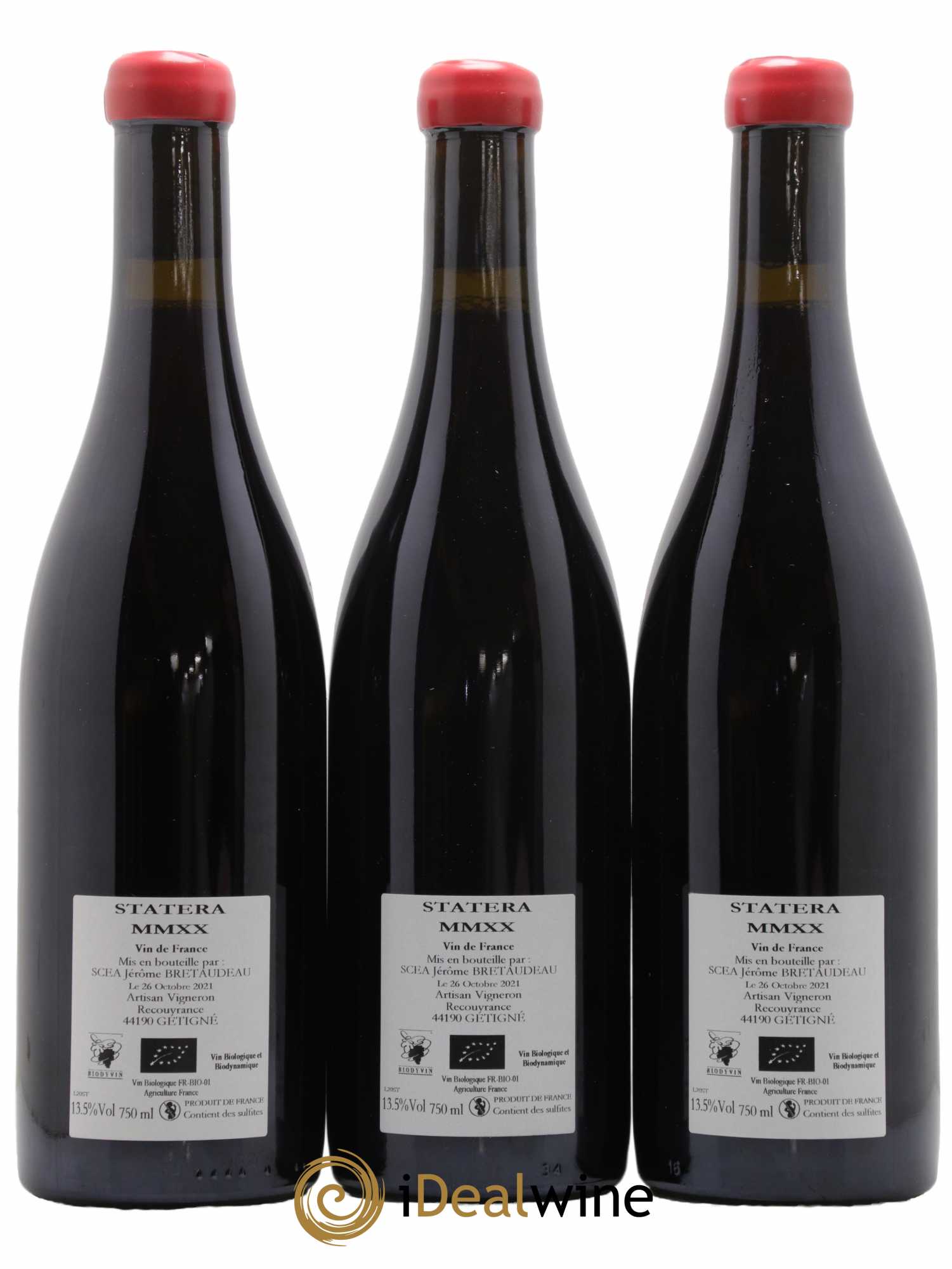 Vin de France Statera Jérôme Bretaudeau - Domaine de Bellevue 2020 - Lot de 3 bouteilles - 1