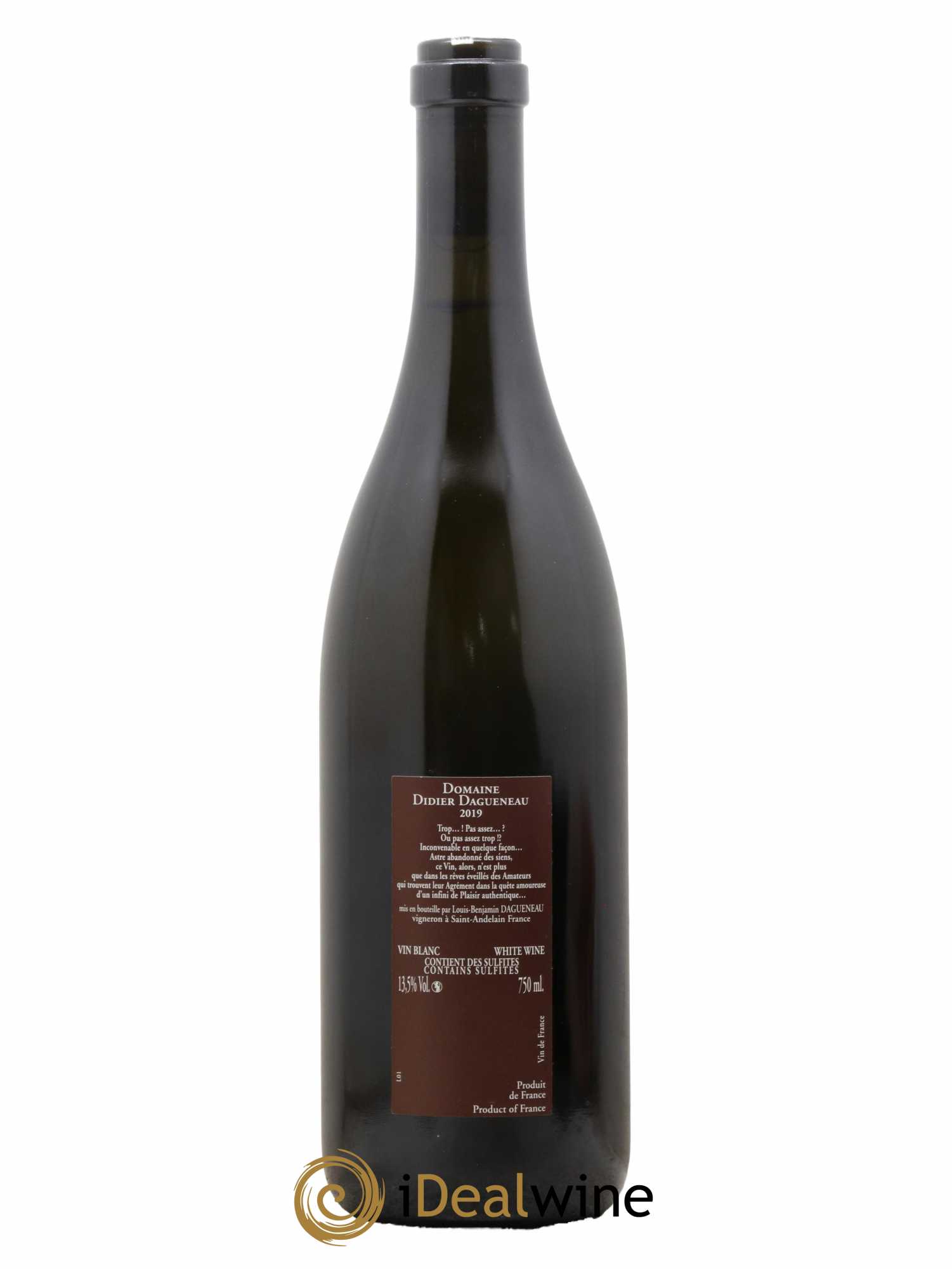 Vin de France (anciennement Pouilly-Fumé) Pur Sang Dagueneau (Domaine Didier - Louis-Benjamin) 2019 - Lot de 1 bouteille - 1