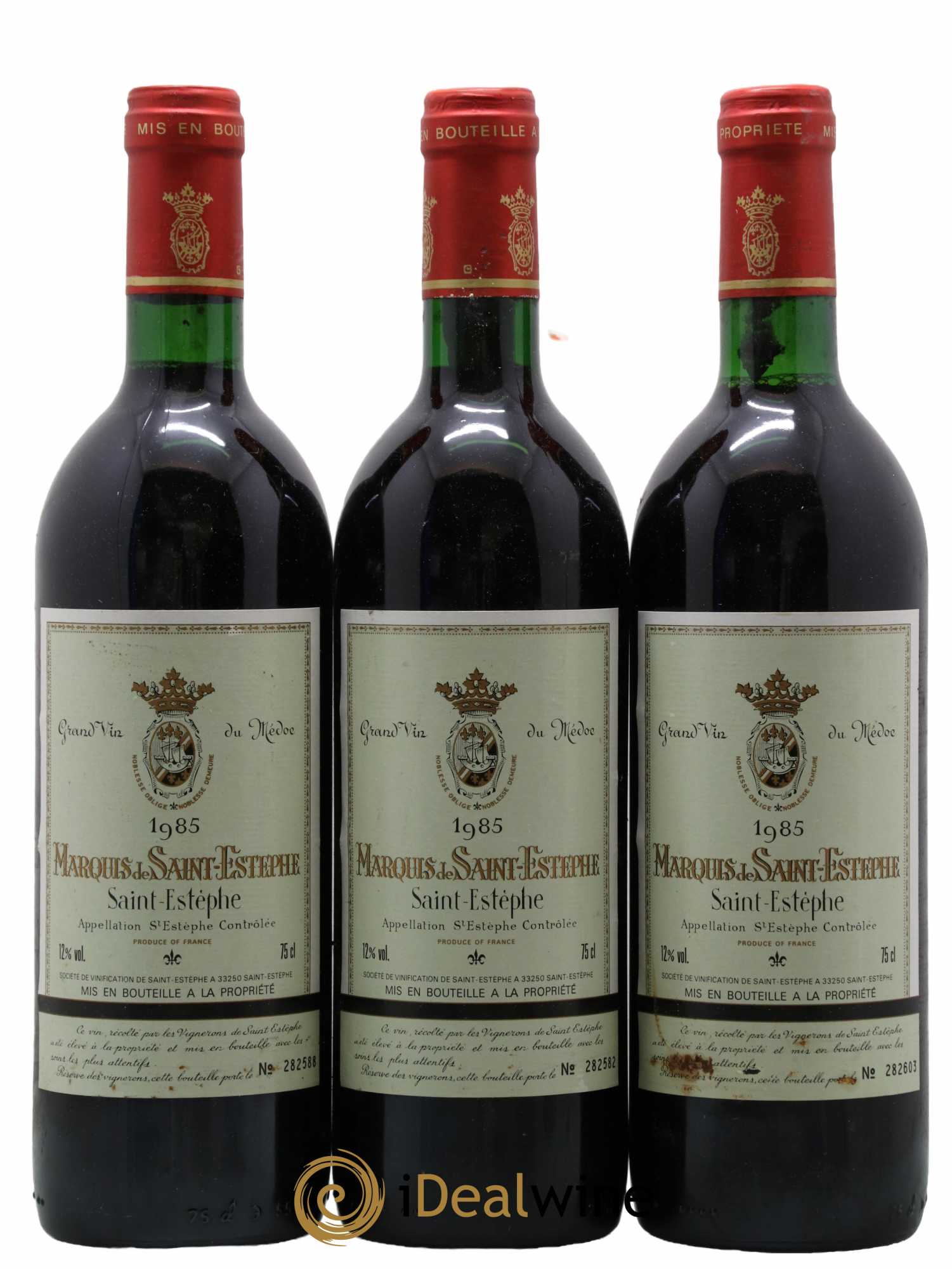 Marquis de Saint Estèphe 1985 - Lot de 3 bouteilles - 0