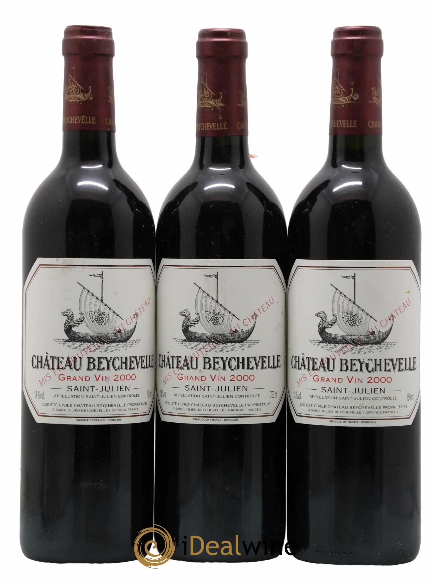 Château Beychevelle 4ème Grand Cru Classé 2000 - Lot de 3 bouteilles - 0
