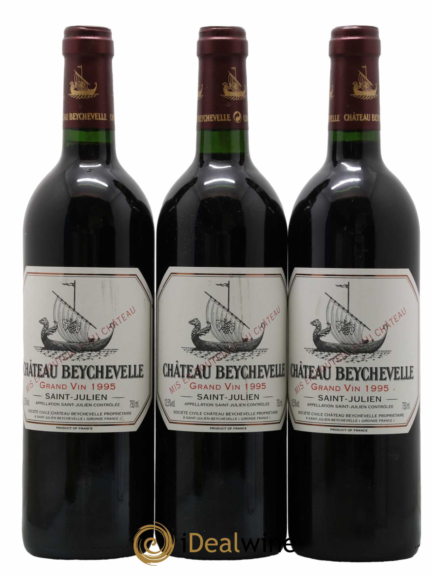 Château Beychevelle 4ème Grand Cru Classé 1995 - Lot de 3 bouteilles - 0