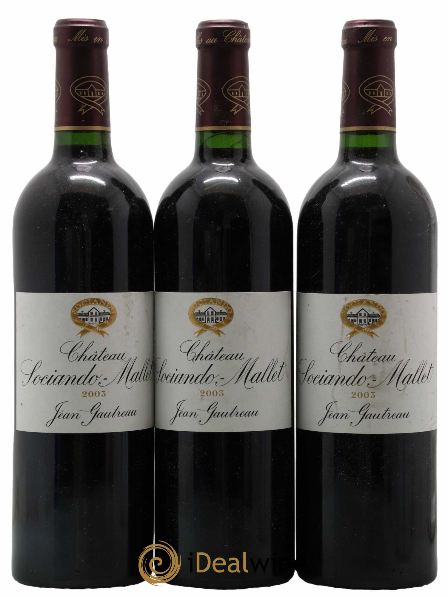 Château Sociando Mallet 2003 - Lot de 3 bouteilles - 0