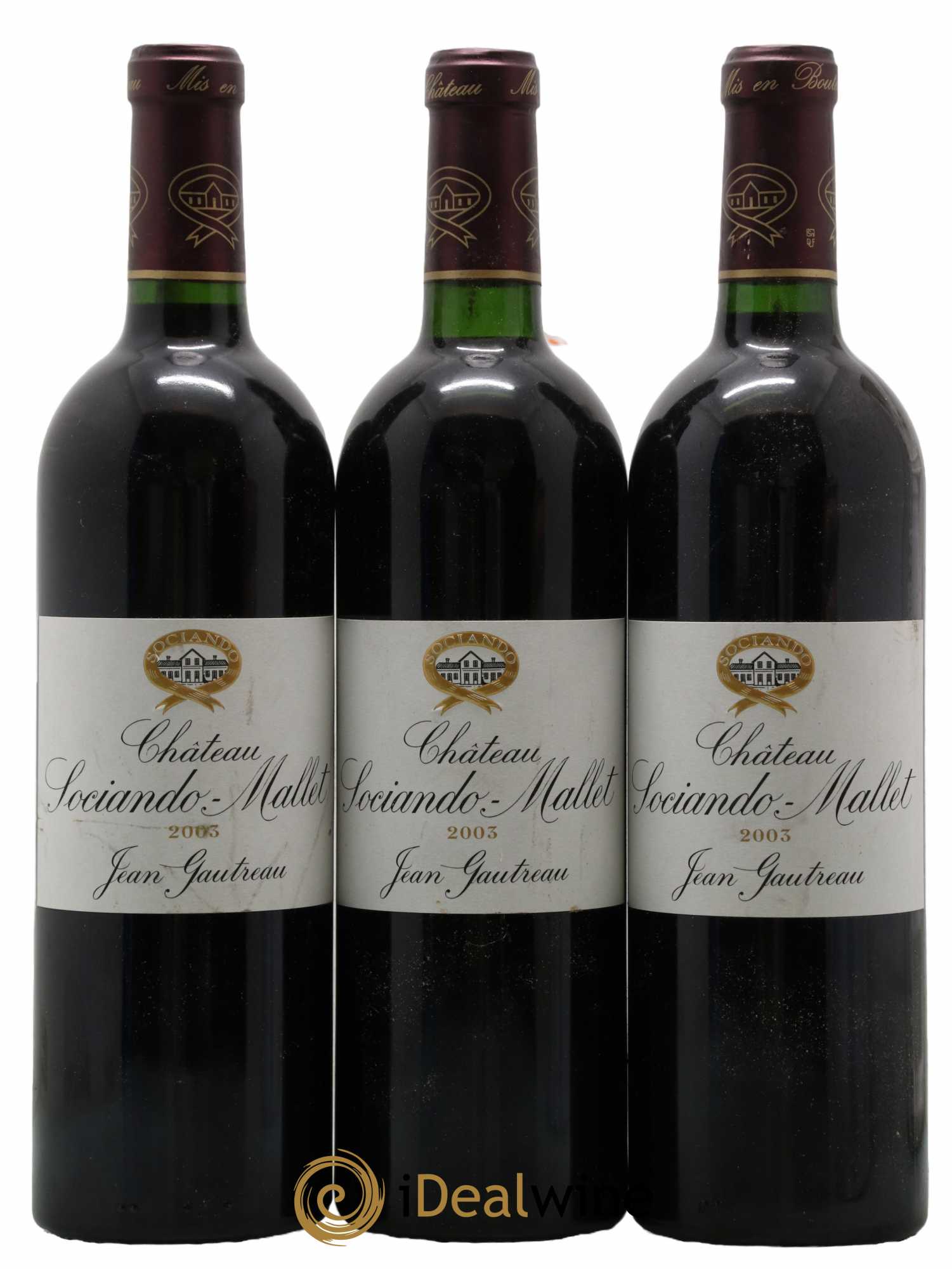Château Sociando Mallet 2003 - Lot de 3 bouteilles - 0