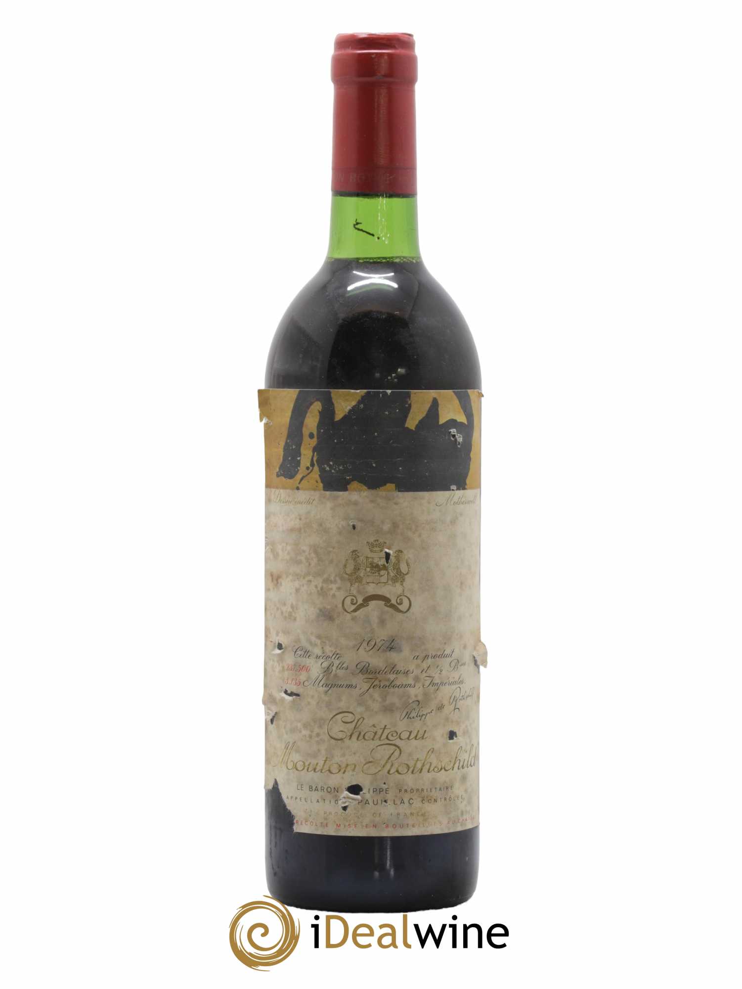 Château Mouton Rothschild 1er Grand Cru Classé 1974 - Lot de 1 bouteille - 0