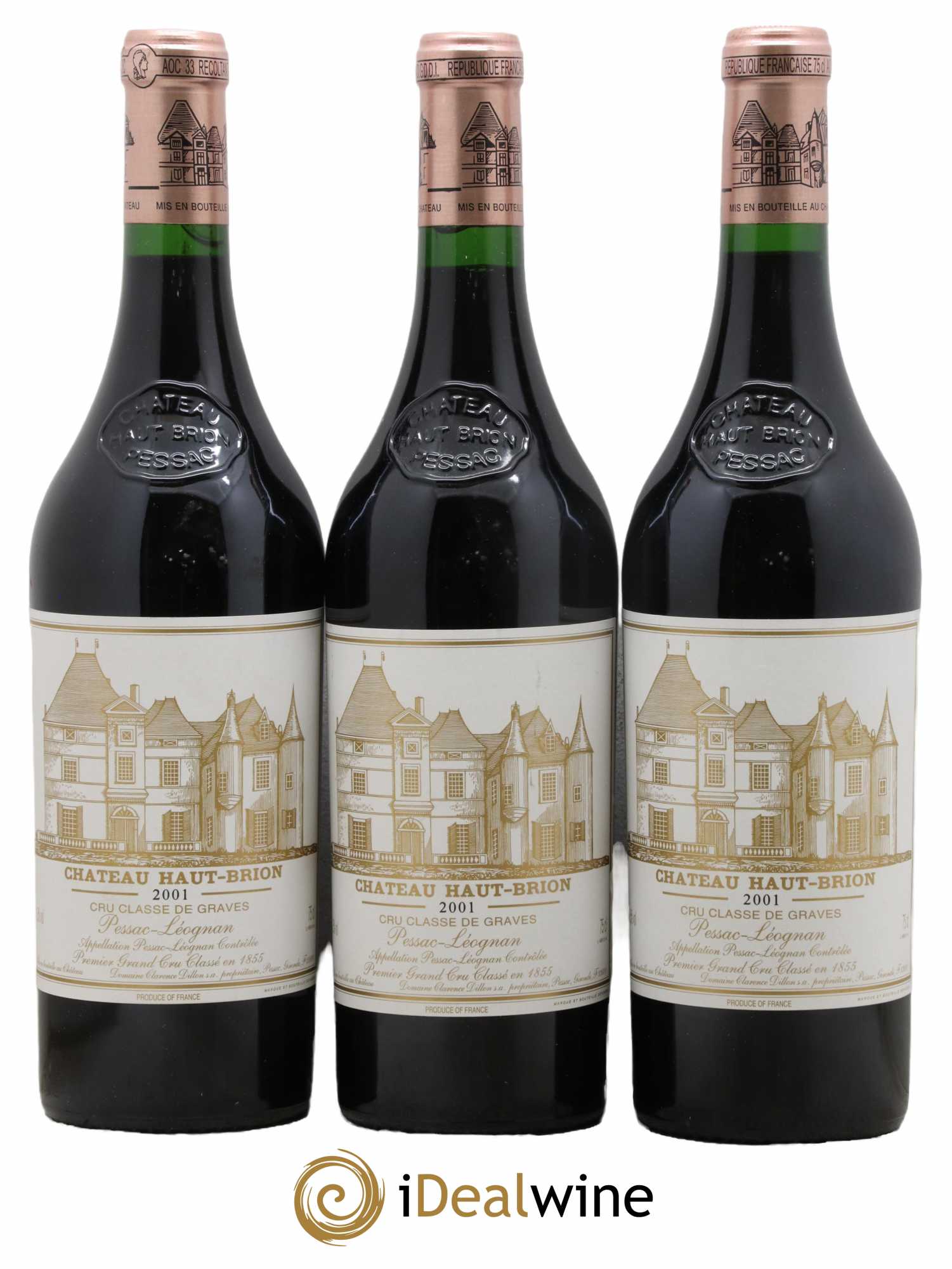 Château Haut Brion 1er Grand Cru Classé 2001 - Lot de 3 bouteilles - 0