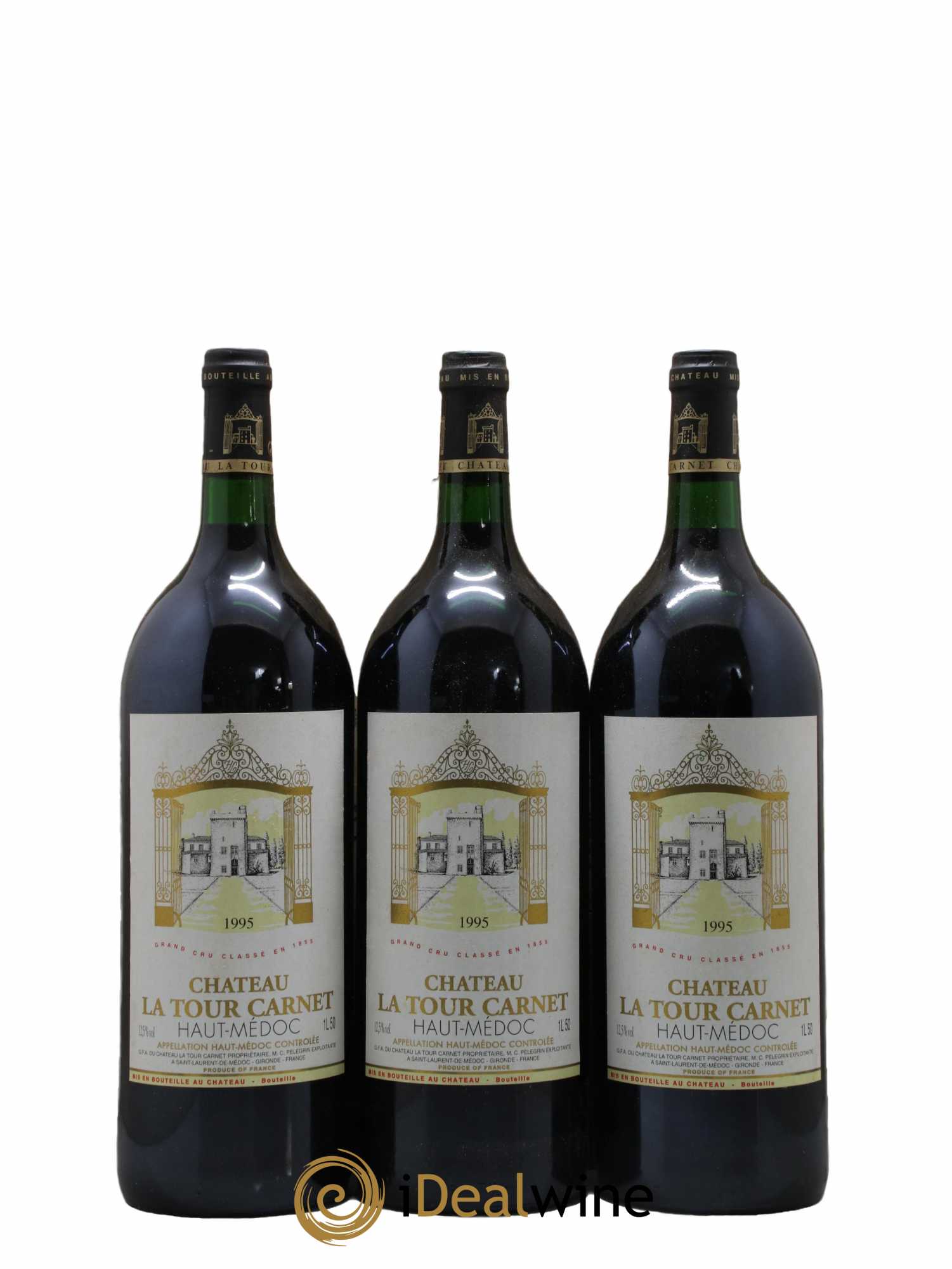 Château la Tour Carnet 4ème Grand Cru Classé 1995 - Lot de 3 magnums - 0