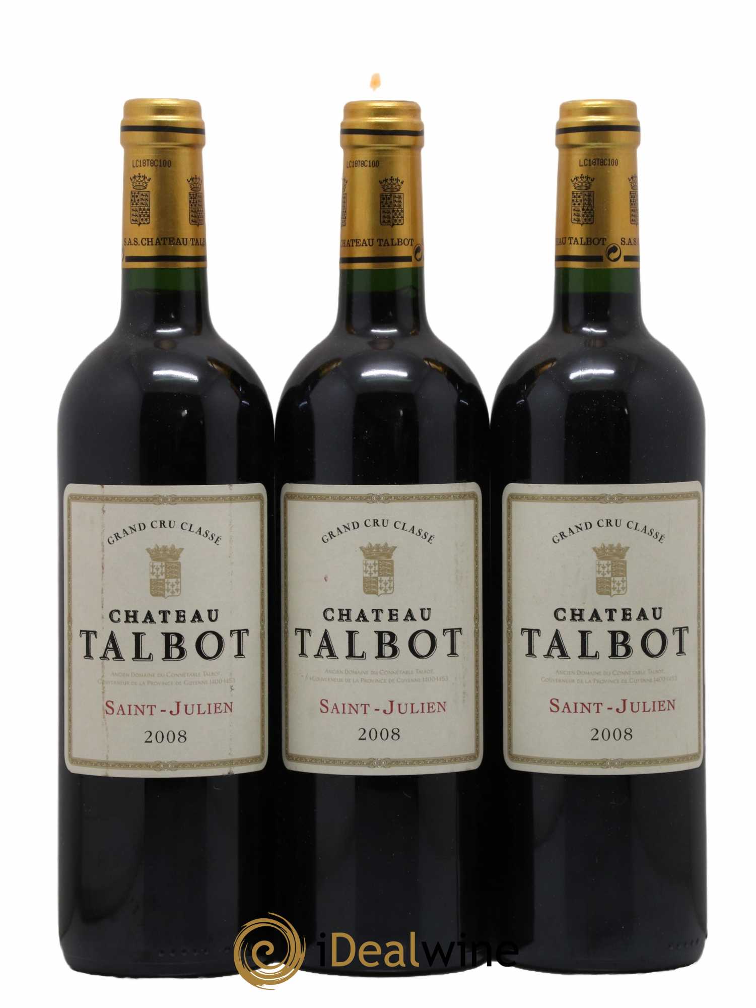 Château Talbot 4ème Grand Cru Classé 2008 - Lot de 3 bouteilles - 0