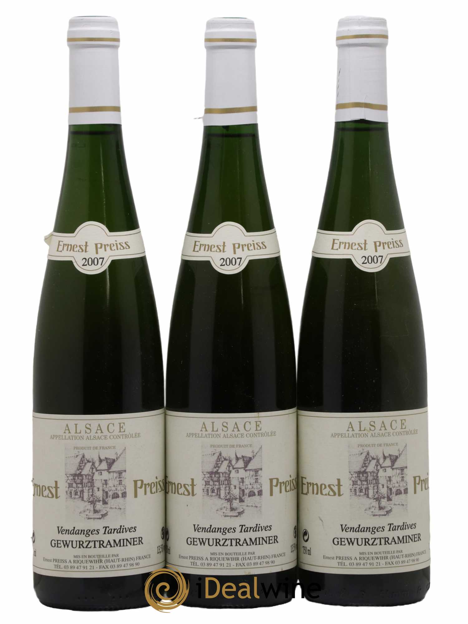 Alsace Gewurztraminer Vendanges Tardives Domaine Ernest Preiss 2007 - Lotto di 3 bottiglie - 0