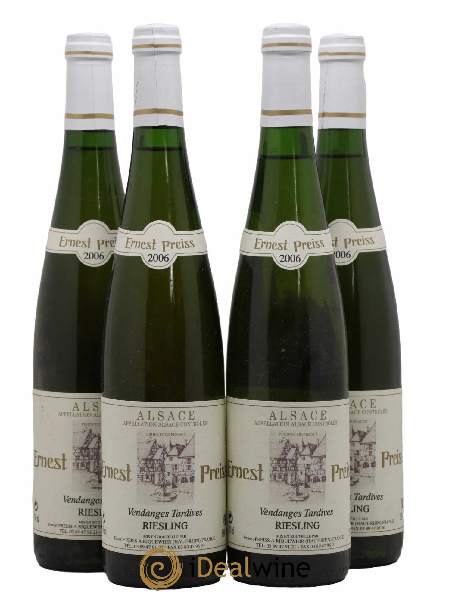 Alsace Riesling Vendanges tardives Domaine Ernest Preiss 2006 - Lotto di 4 bottiglie - 0