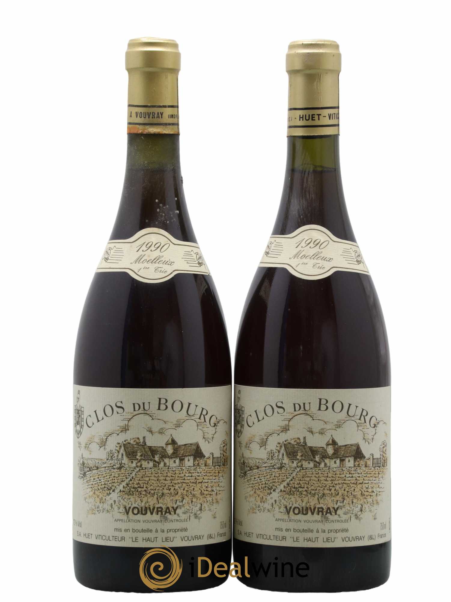 Vouvray Clos du Bourg Moelleux 1ère trie Domaine Huet 1990 - Lotto di 2 bottiglie - 0