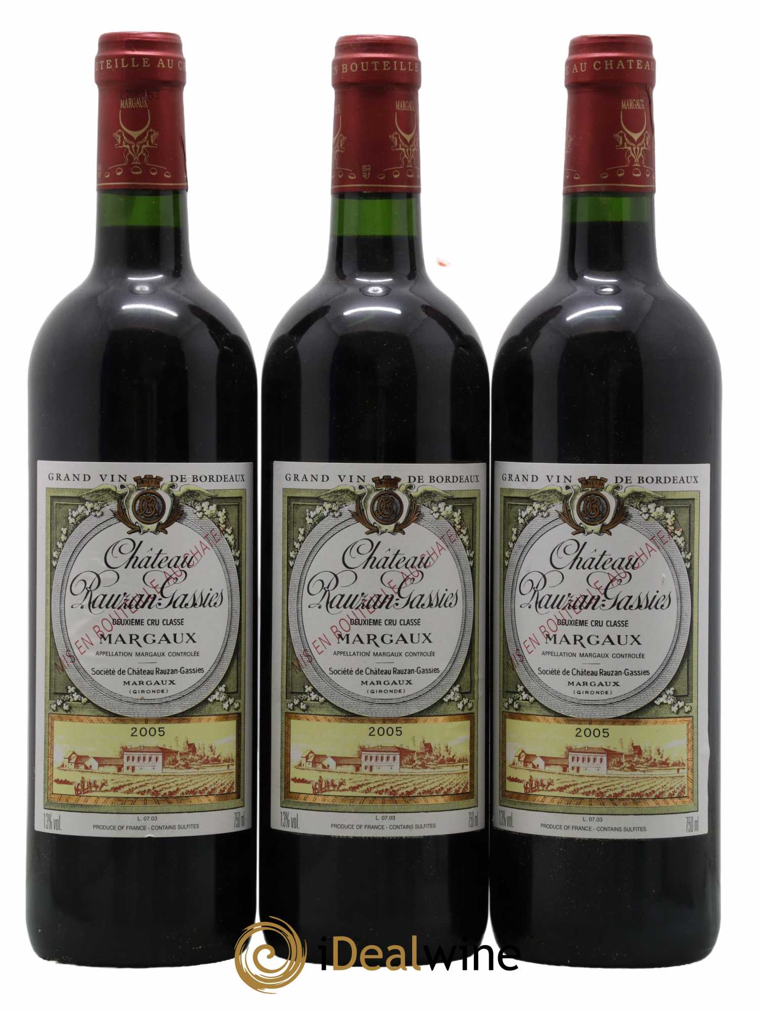 Château Rauzan-Gassies 2ème Grand Cru Classé 2005 - Lot de 3 bouteilles - 0
