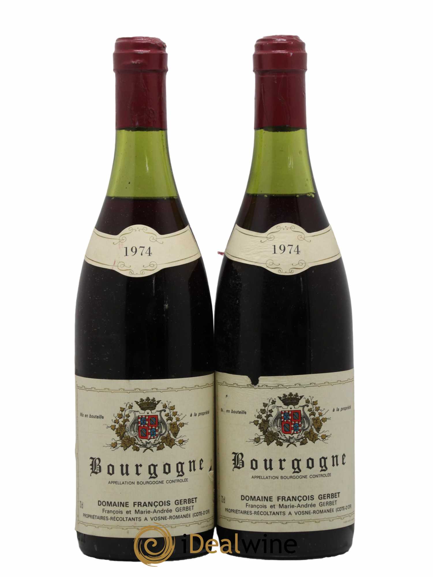 Bourgogne François Gerbet 1974 - Lot de 2 bouteilles - 0