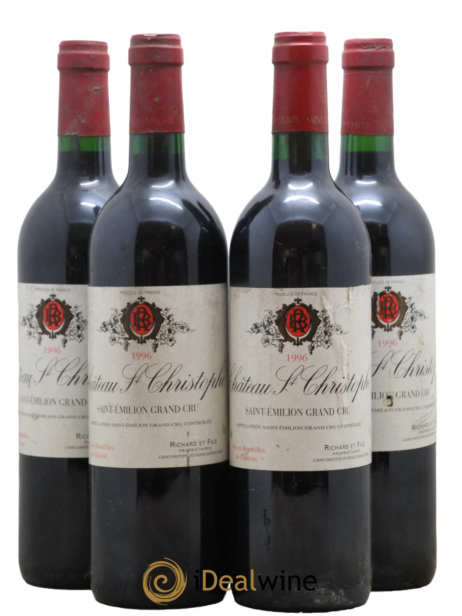 Saint-Émilion Grand Cru Château Saint-Christophe 1996 - Lot de 4 bouteilles - 0