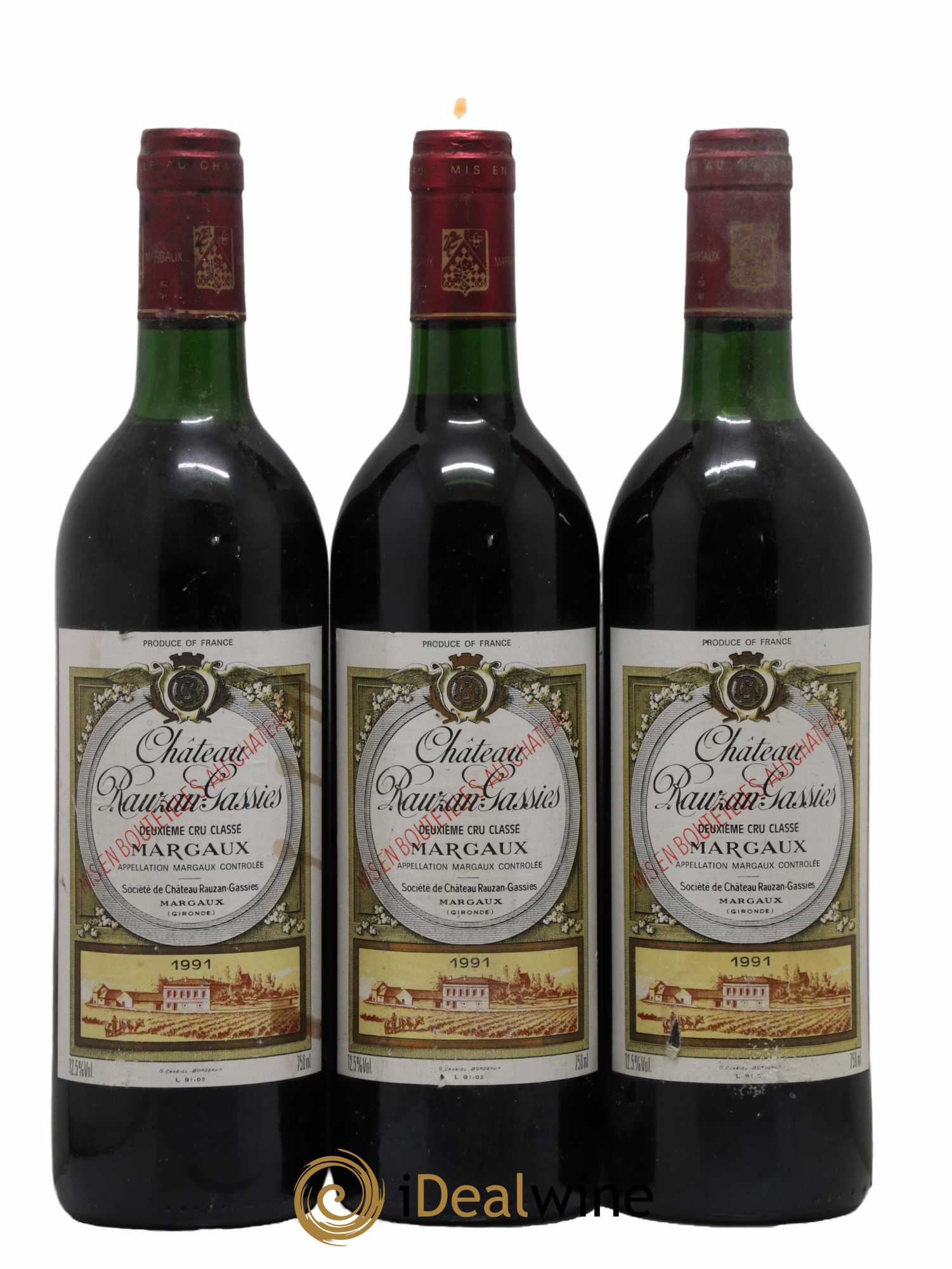 Château Rauzan-Gassies 2ème Grand Cru Classé 1991 - Lot de 3 bouteilles - 0
