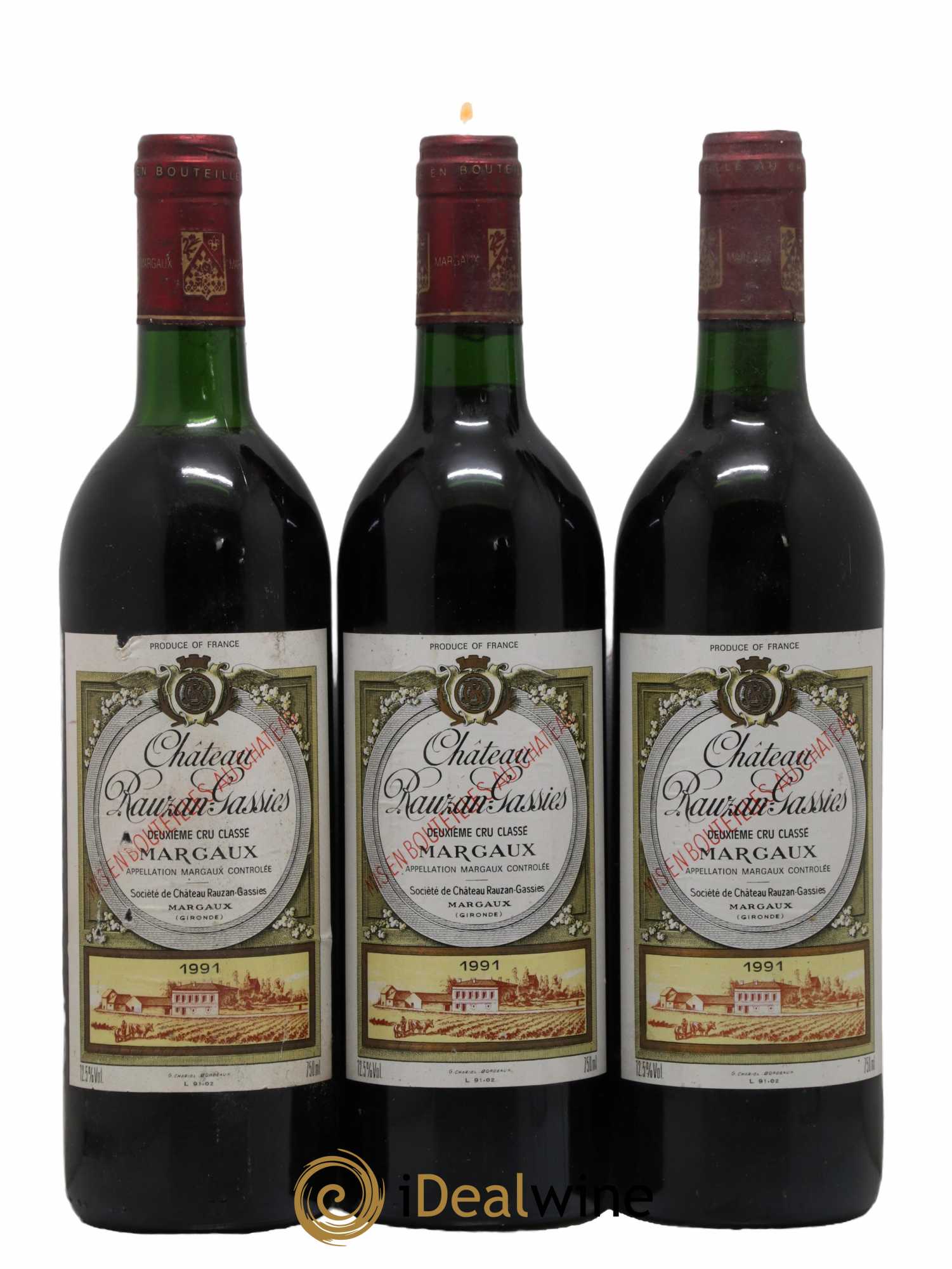 Château Rauzan-Gassies 2ème Grand Cru Classé 1991 - Lot de 3 bouteilles - 0