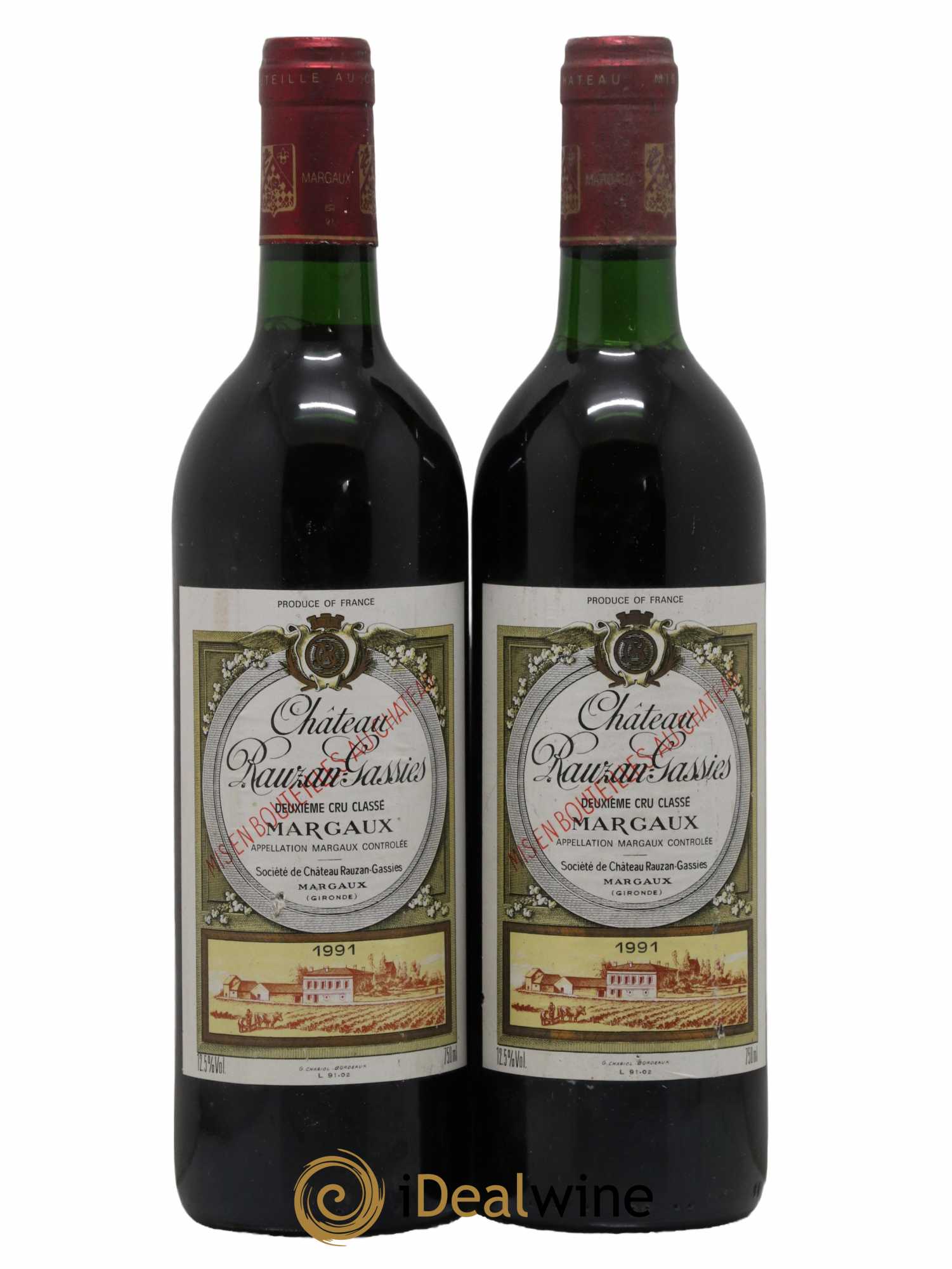 Château Rauzan-Gassies 2ème Grand Cru Classé 1991 - Lot de 2 bouteilles - 0