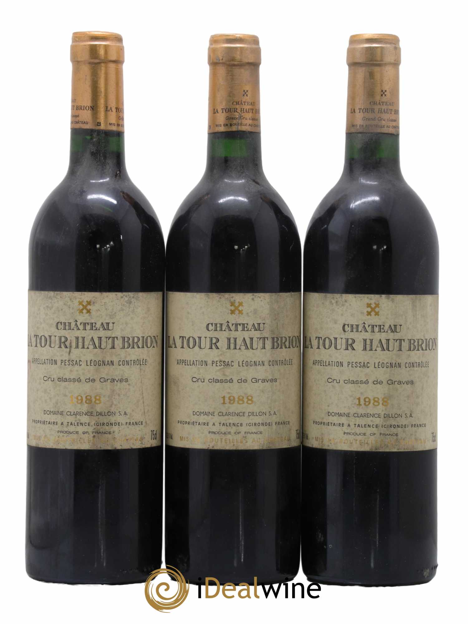 Château la Tour Haut-Brion Cru Classé de Graves 1988 - Lot de 3 bouteilles - 0