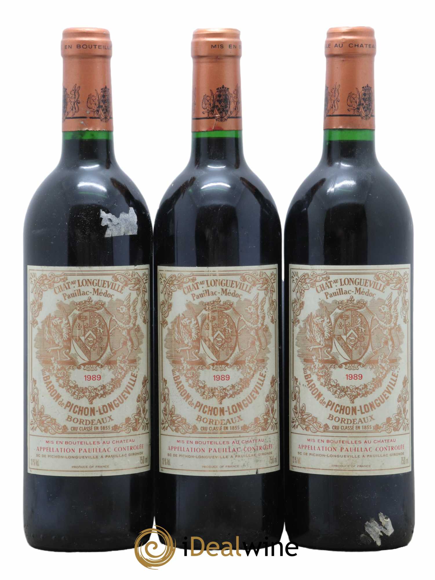 Pichon Longueville Baron 2ème Grand Cru Classé 1989 - Lot de 3 bouteilles - 0
