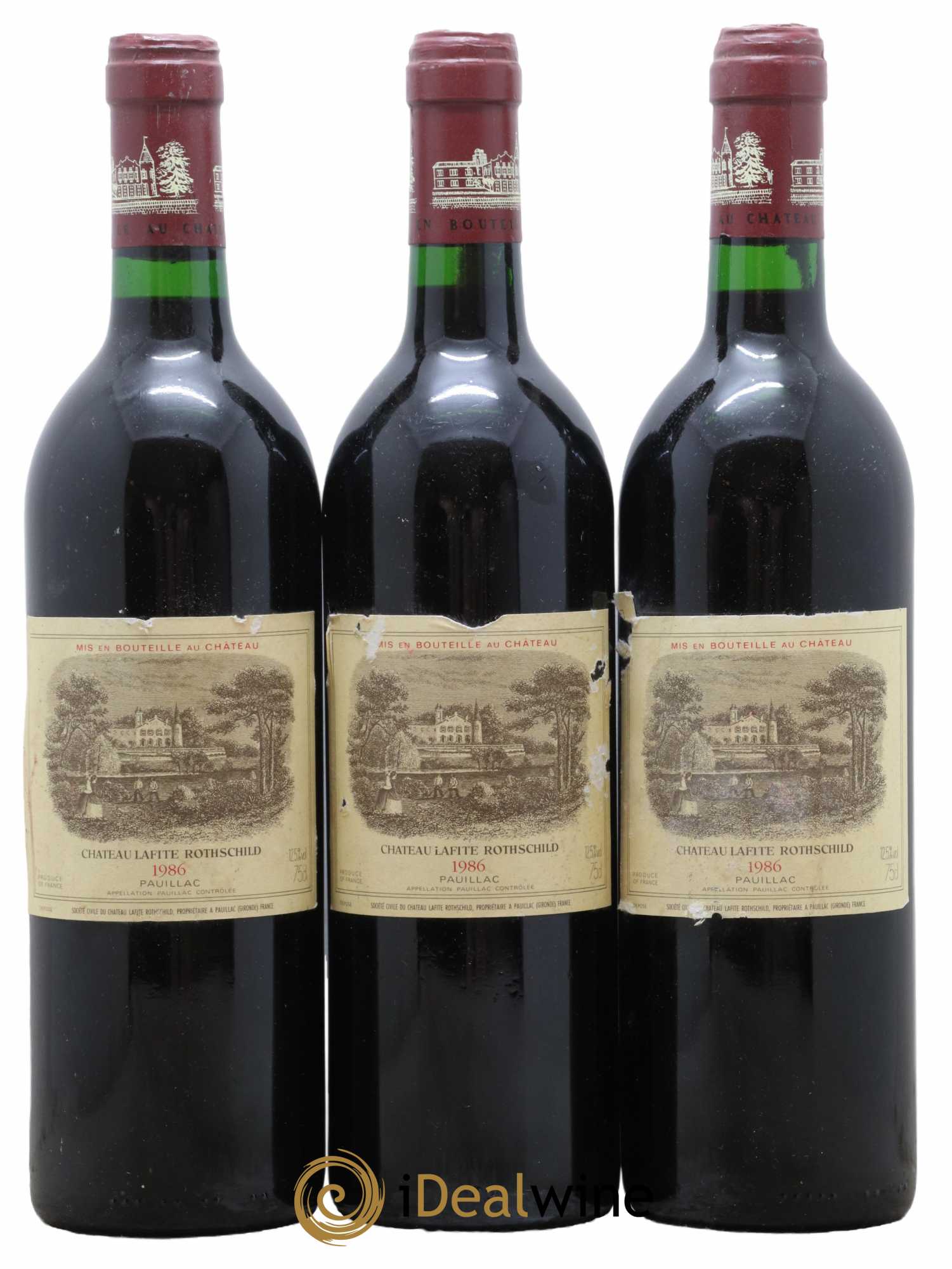 Château Lafite Rothschild 1er Grand Cru Classé 1986 - Lot de 3 bouteilles - 0