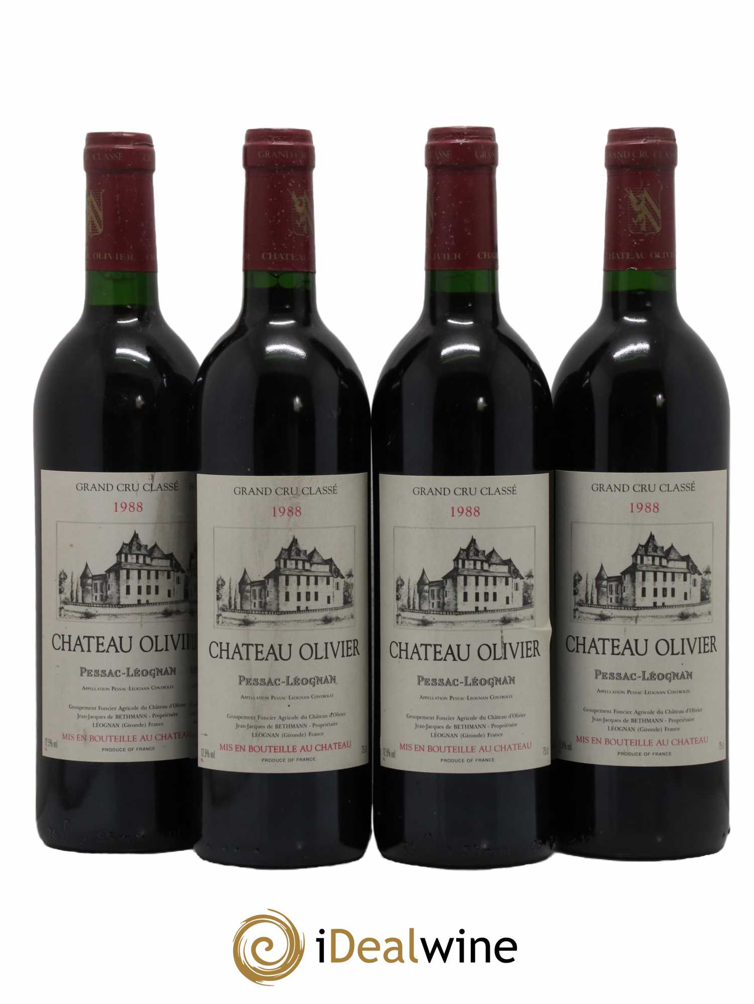 Château Olivier Cru Classé de Graves 1988 - Lot de 4 bouteilles - 0