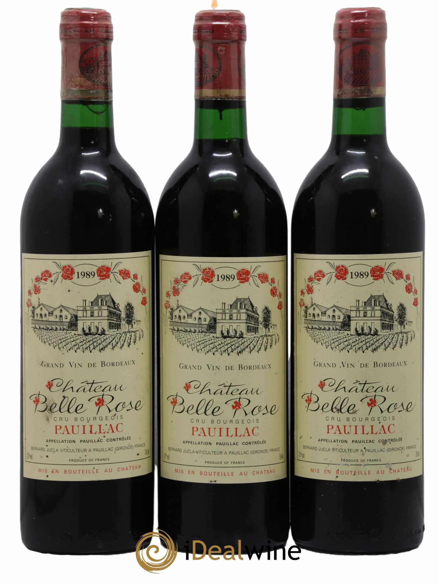 Château Belle Rose Cru Bourgeois 1989 - Lot de 3 bouteilles - 0