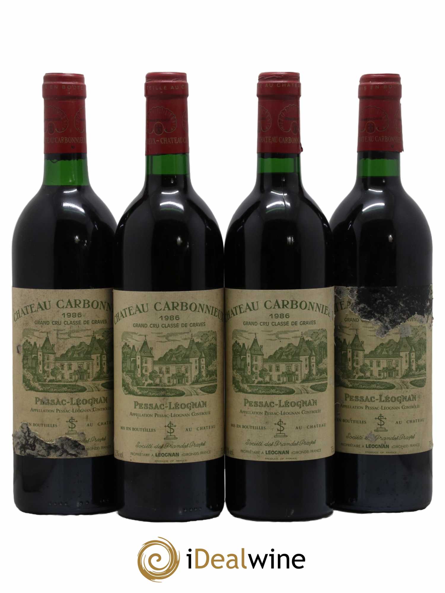 Château Carbonnieux Cru Classé de Graves 1986 - Lot de 4 bouteilles - 0