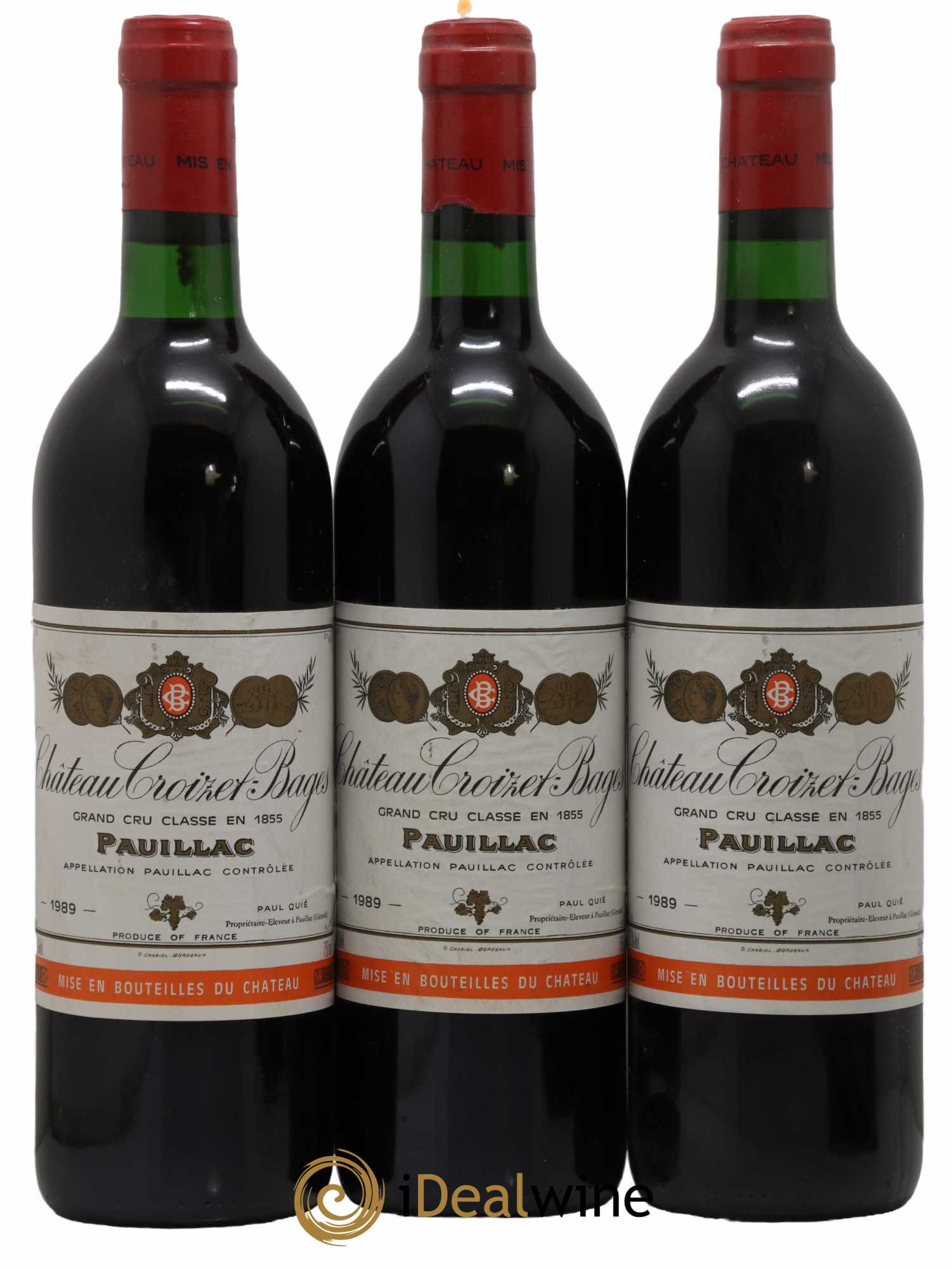 Château Croizet Bages 5ème Grand Cru Classé 1989 - Lot de 3 bouteilles - 0