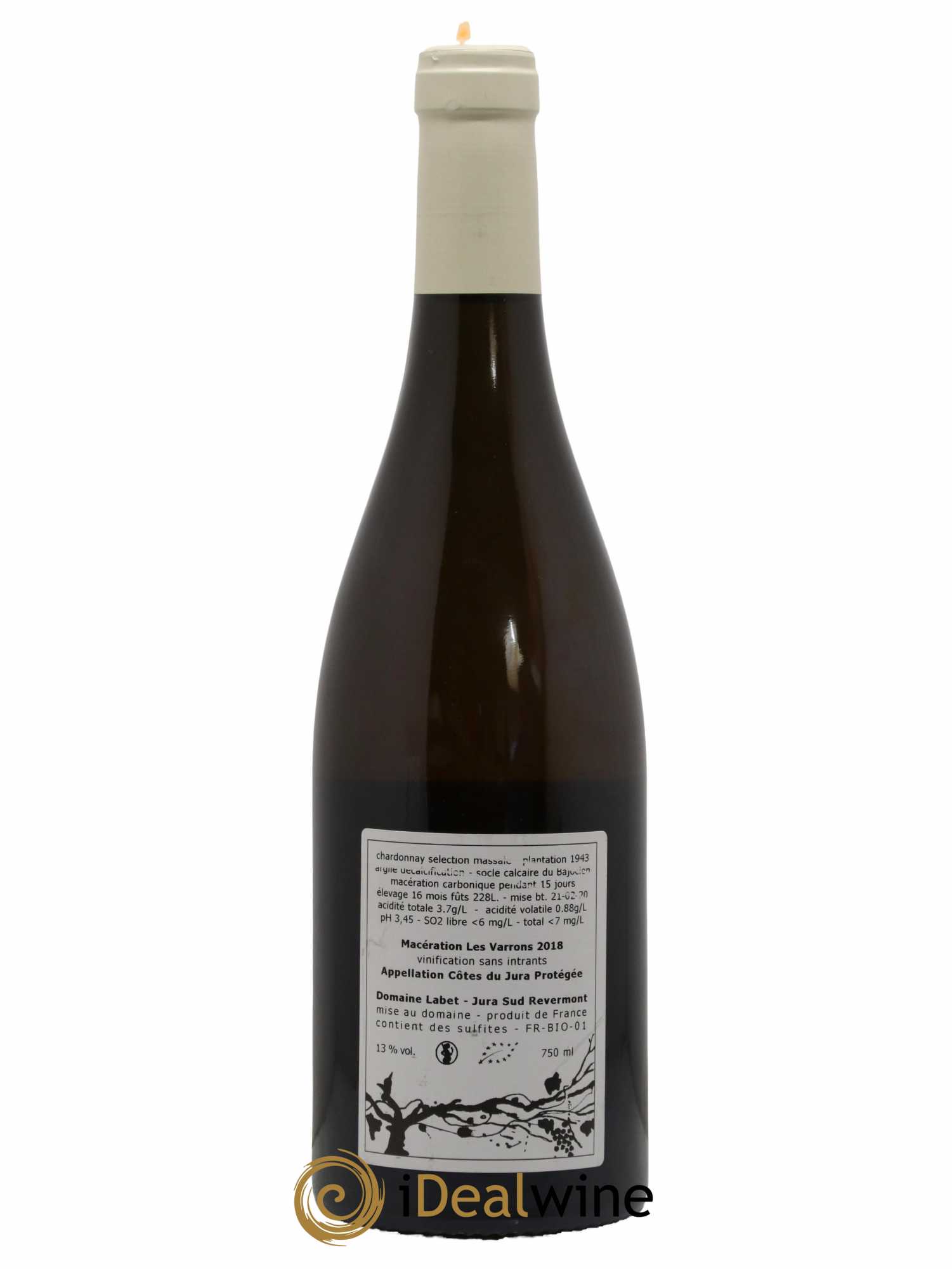Côtes du Jura Chardonnay Les Varrons Macération Romain - Julien - Charline Labet 2018 - Lot de 1 bouteille - 1