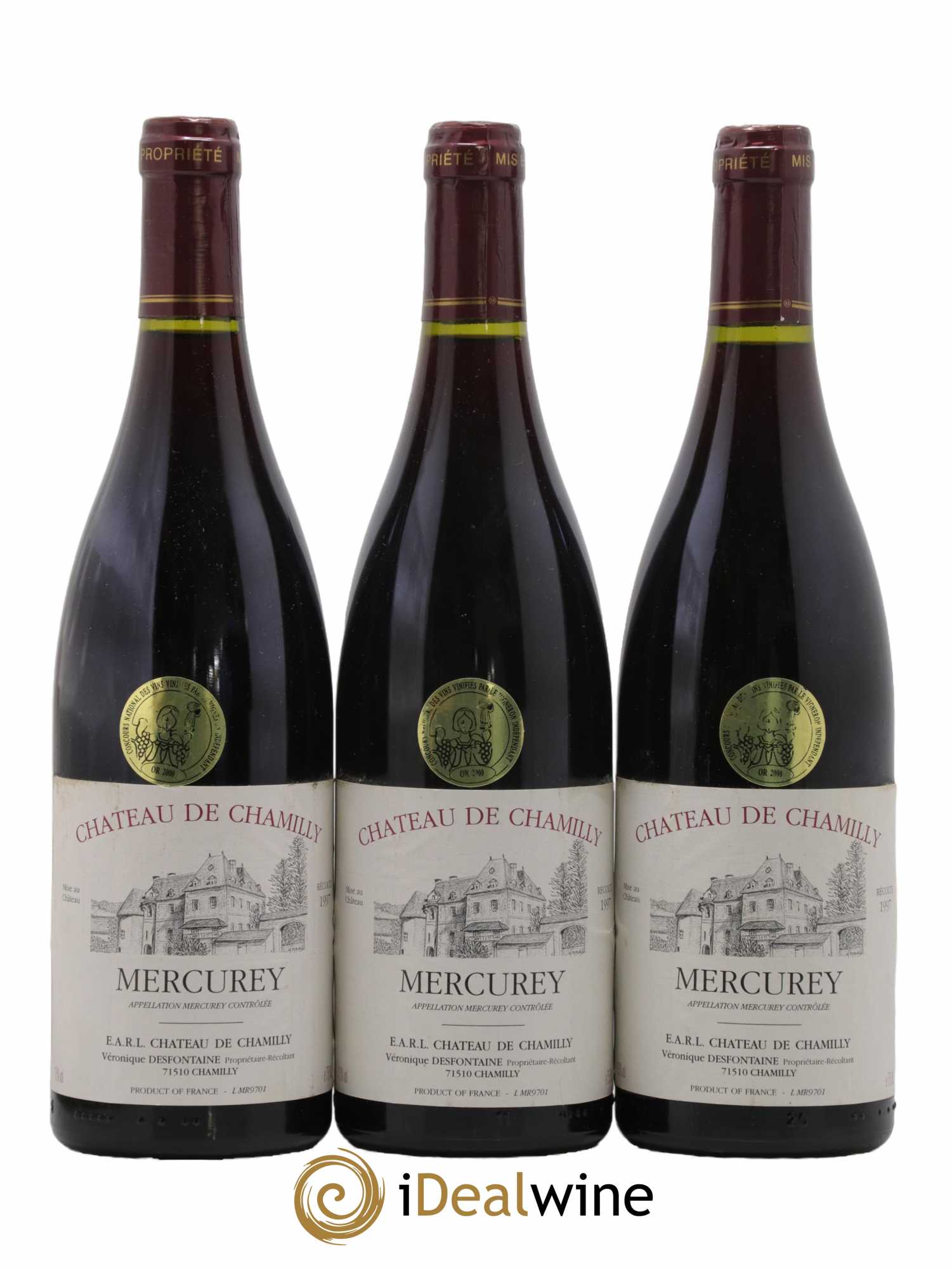 Mercurey Château de Chamilly 1997 - Lot de 3 bouteilles - 0