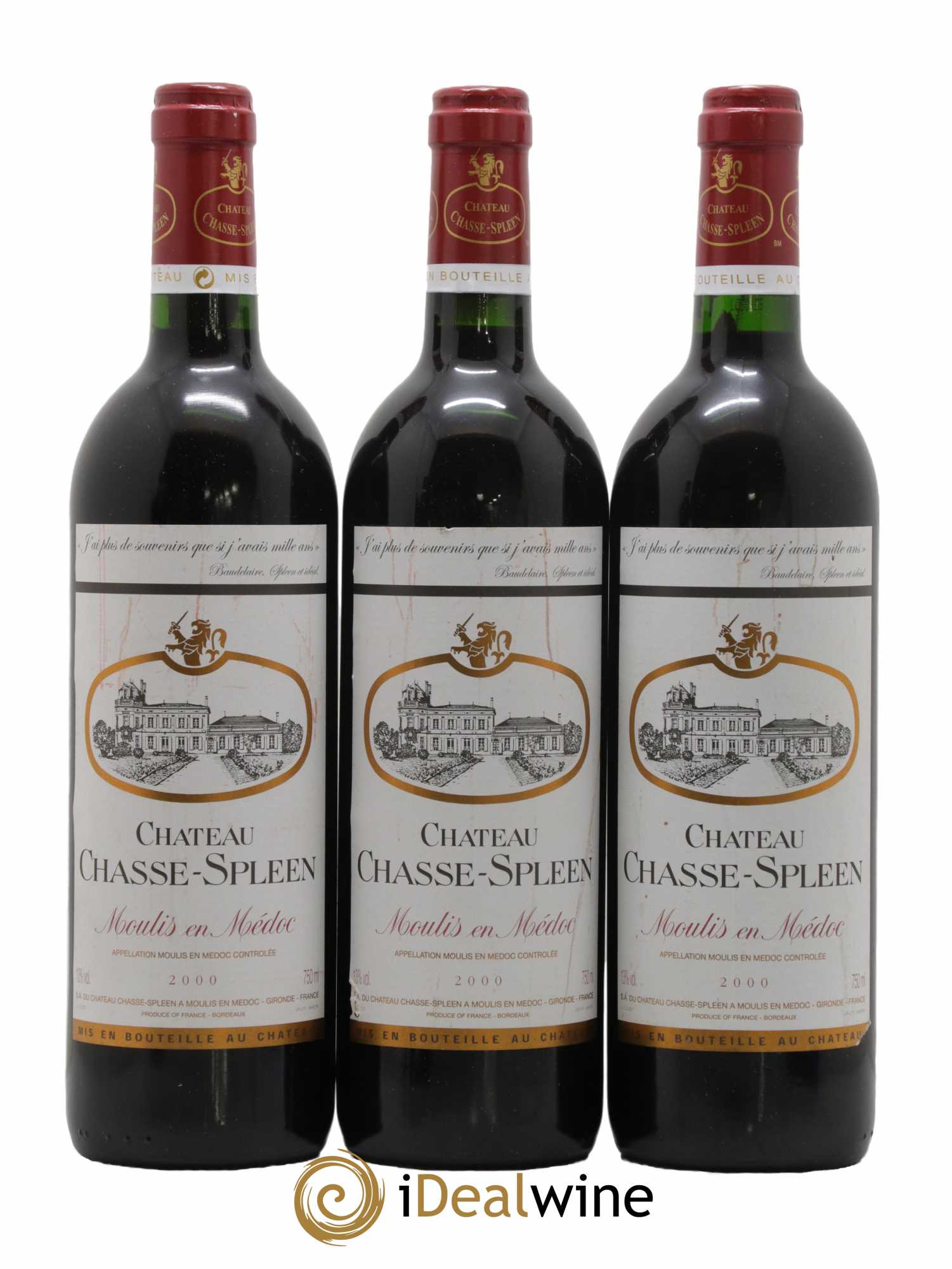 Château Chasse Spleen 2000 - Lot de 3 bouteilles - 0