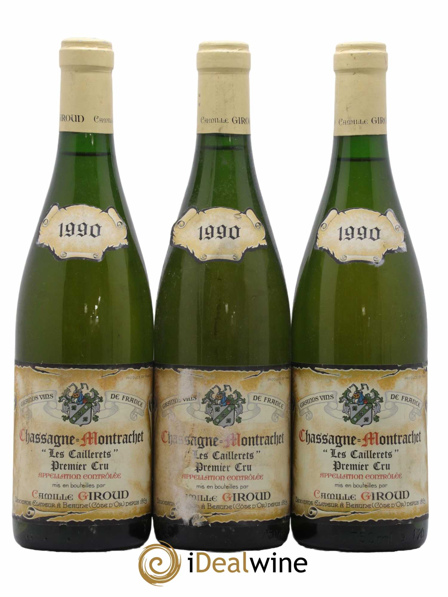 Chassagne-Montrachet 1er Cru Les Caillerets Camille Giroud 1990 - Lot de 3 bouteilles - 0