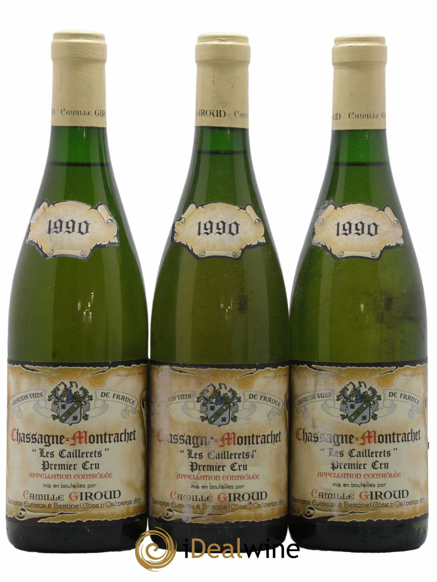 Chassagne-Montrachet 1er Cru Les Caillerets Camille Giroud 1990 - Lot de 3 bouteilles - 0