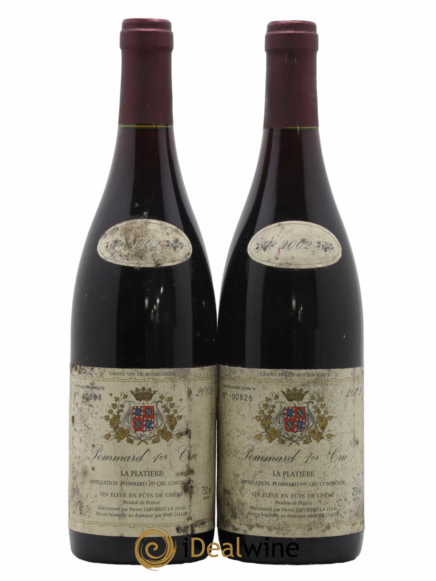 Pommard 1er Cru La Platière Pierre Laforest 2002 - Lot de 2 bouteilles - 0