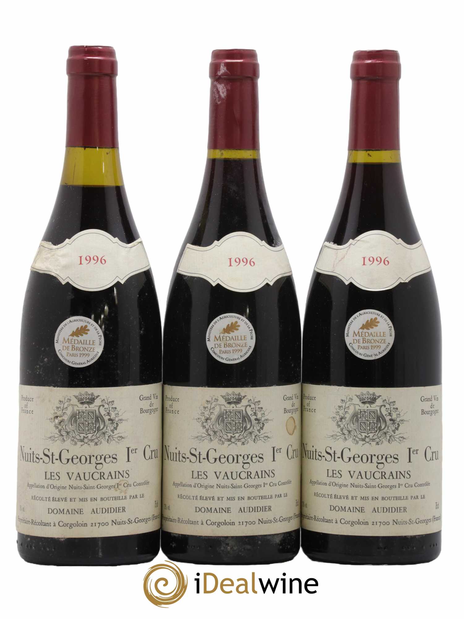 Nuits-Saint-Georges 1er Cru Les Vaucrains Domaine Audidier 1996 - Lot de 3 bouteilles - 0