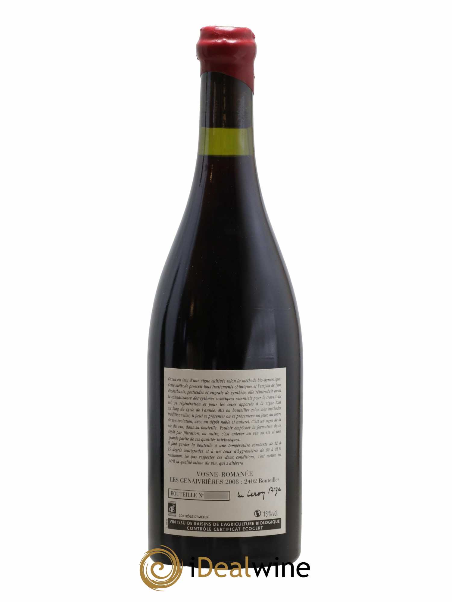 Vosne-Romanée Les Genaivrières Leroy (Domaine) 2008 - Lot de 1 bouteille - 1