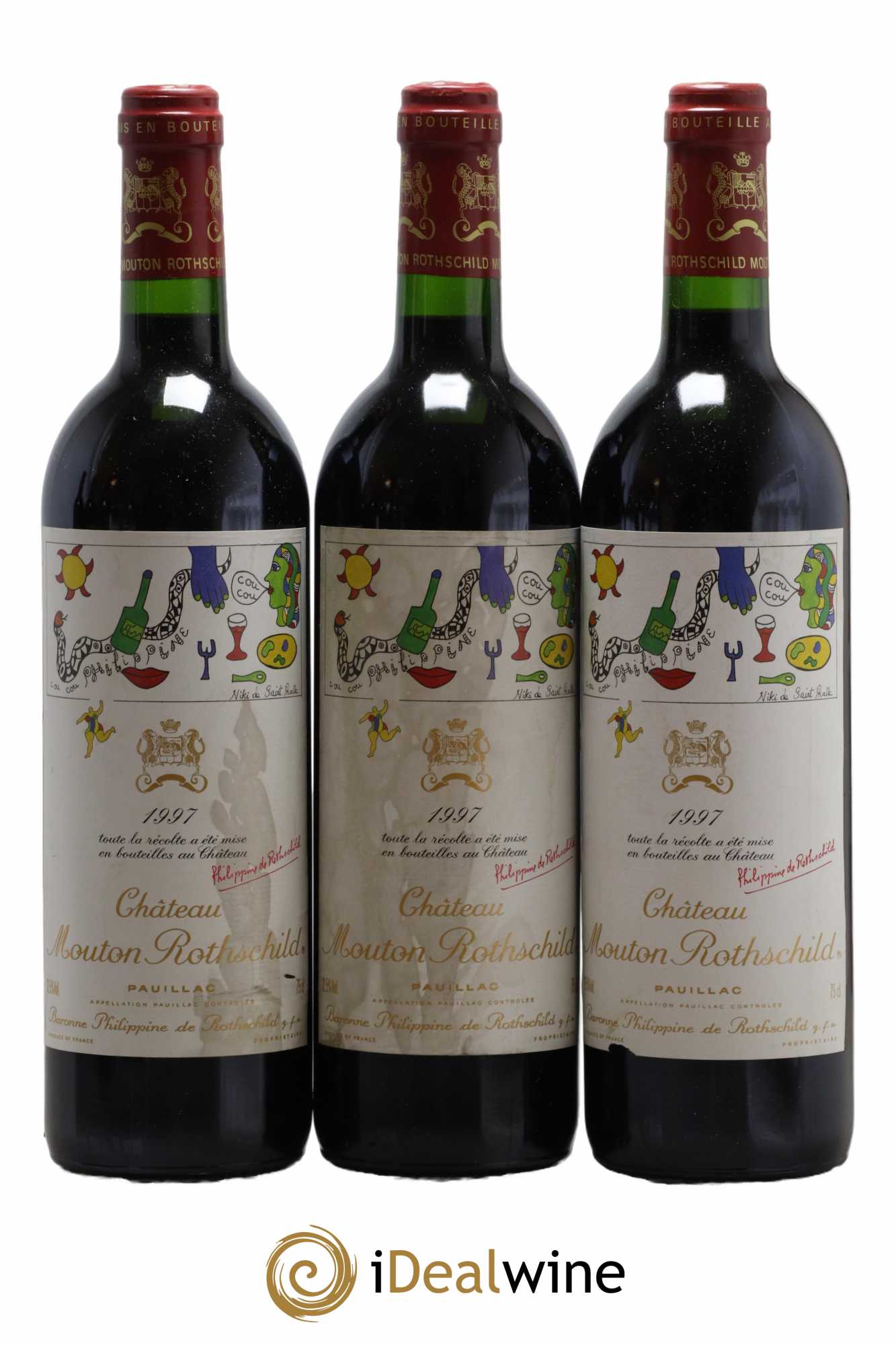 Château Mouton Rothschild 1er Grand Cru Classé 1997 - Lot de 3 bouteilles - 0