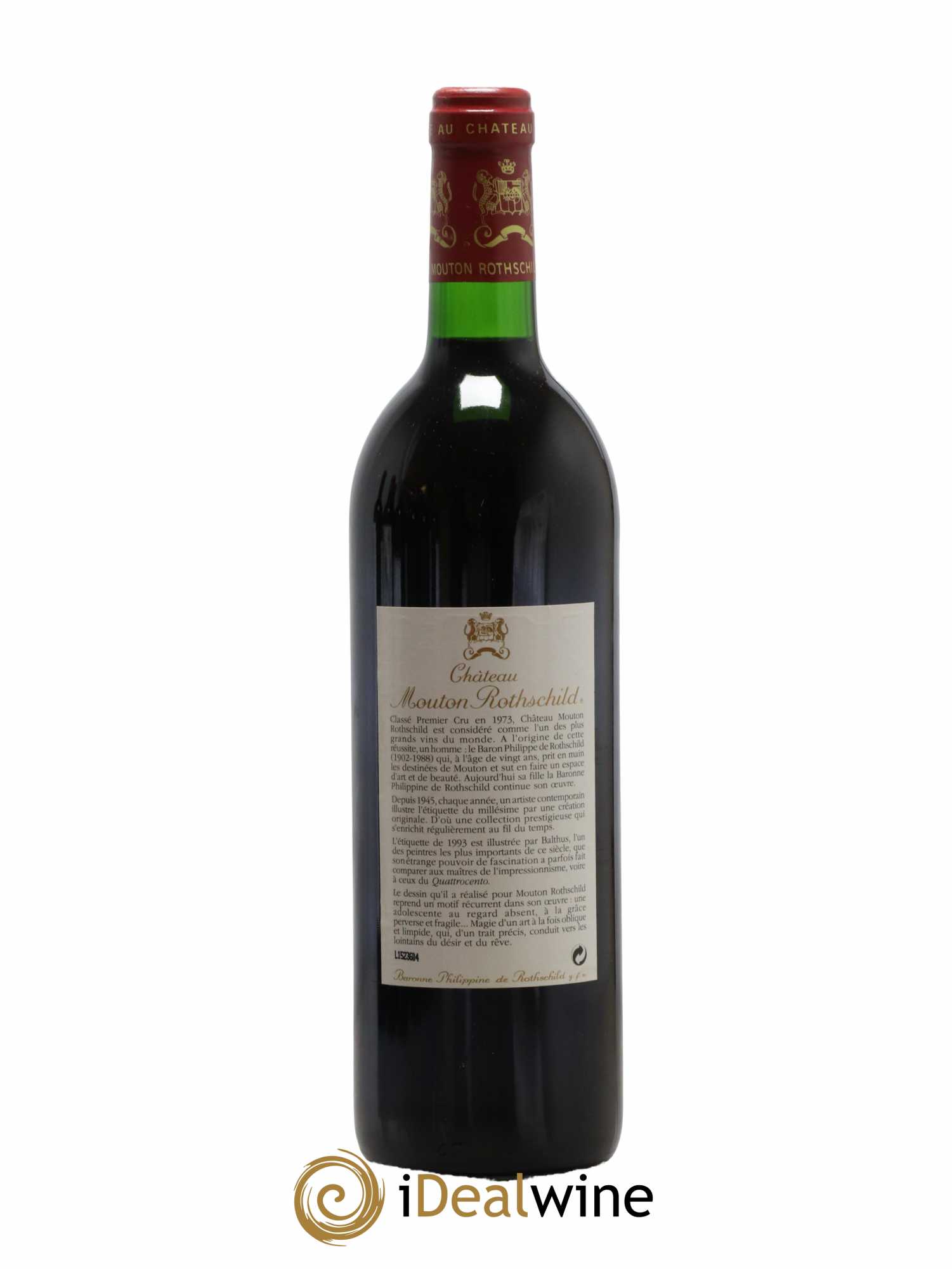 Château Mouton Rothschild 1er Grand Cru Classé 1993 - Lot de 1 bouteille - 1