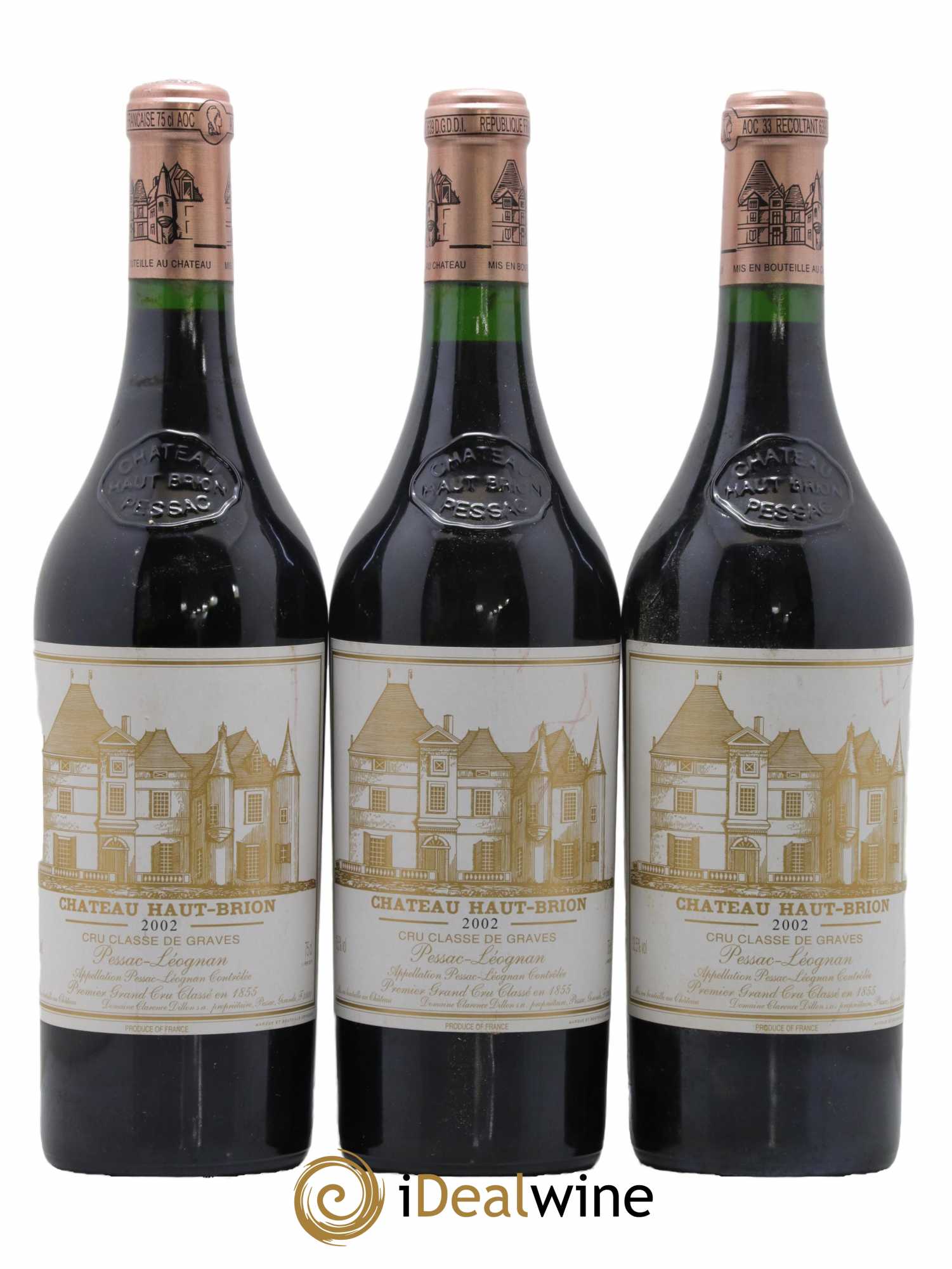 Château Haut Brion 1er Grand Cru Classé 2002 - Lot de 3 bouteilles - 0