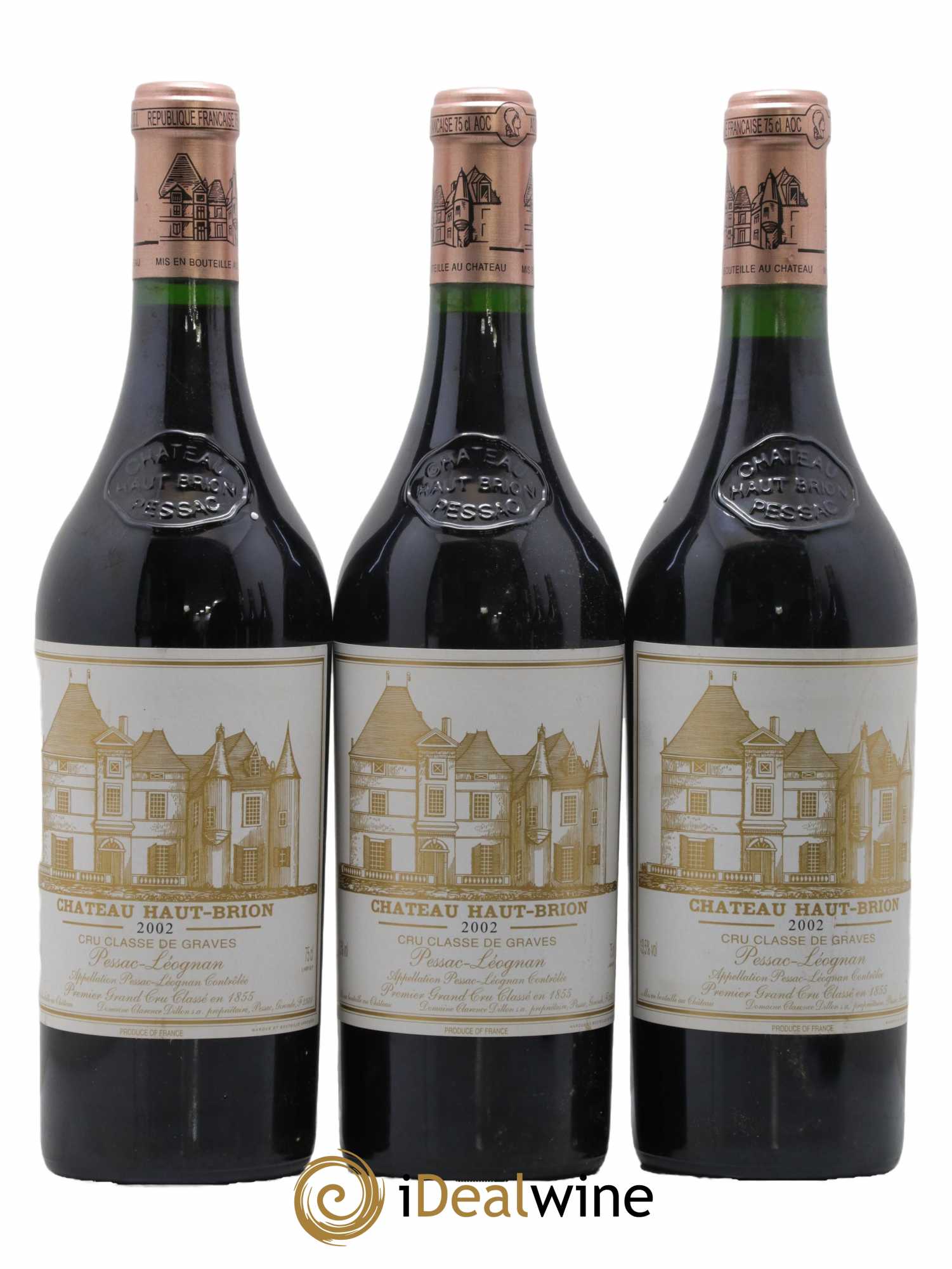 Château Haut Brion 1er Grand Cru Classé 2002 - Lot de 3 bouteilles - 0