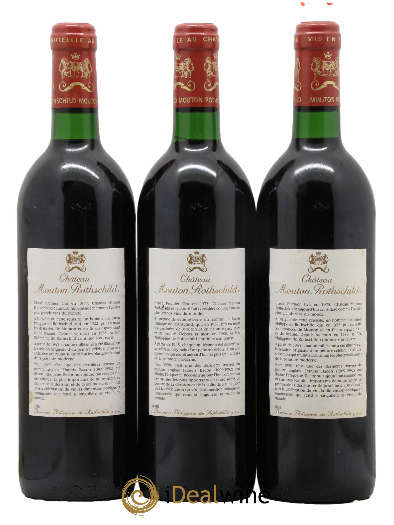 Château Mouton Rothschild 1er Grand Cru Classé 1990 - Lot de 3 bouteilles - 1
