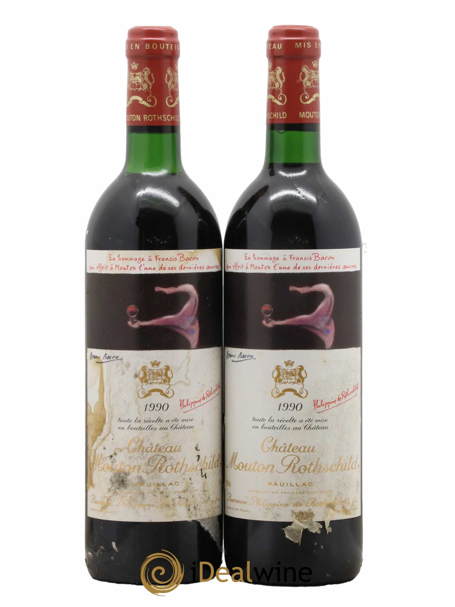 Château Mouton Rothschild 1er Grand Cru Classé 1990 - Lot de 2 bouteilles - 0