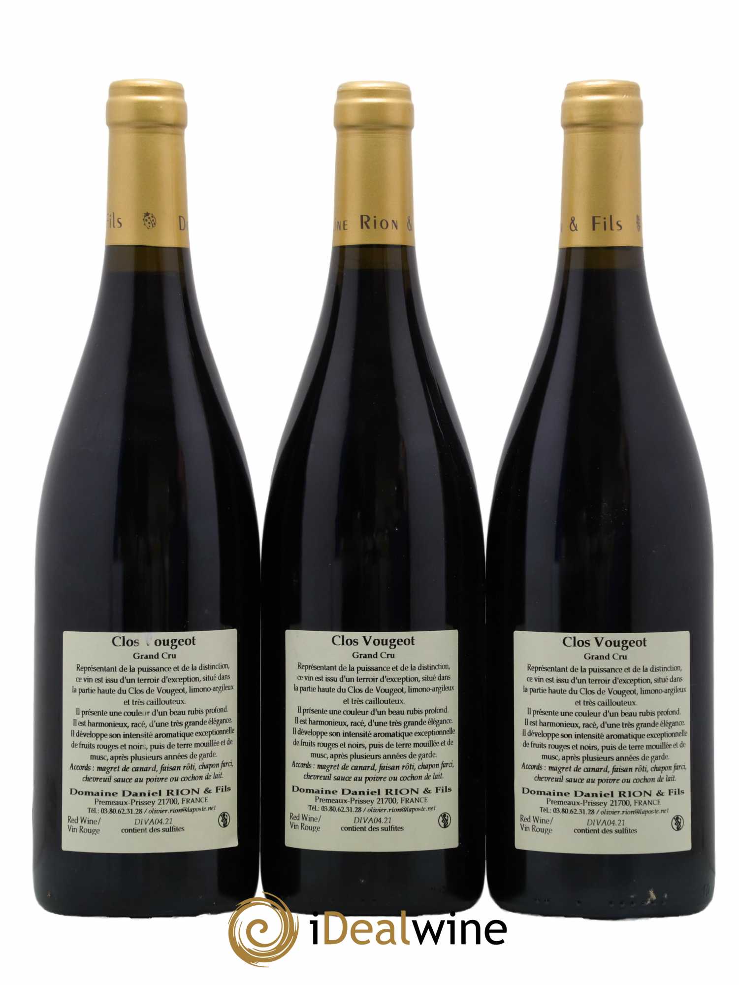 Clos de Vougeot Grand Cru Le Petit Maupertuis Daniel Rion 2018 - Lot de 3 bouteilles - 1