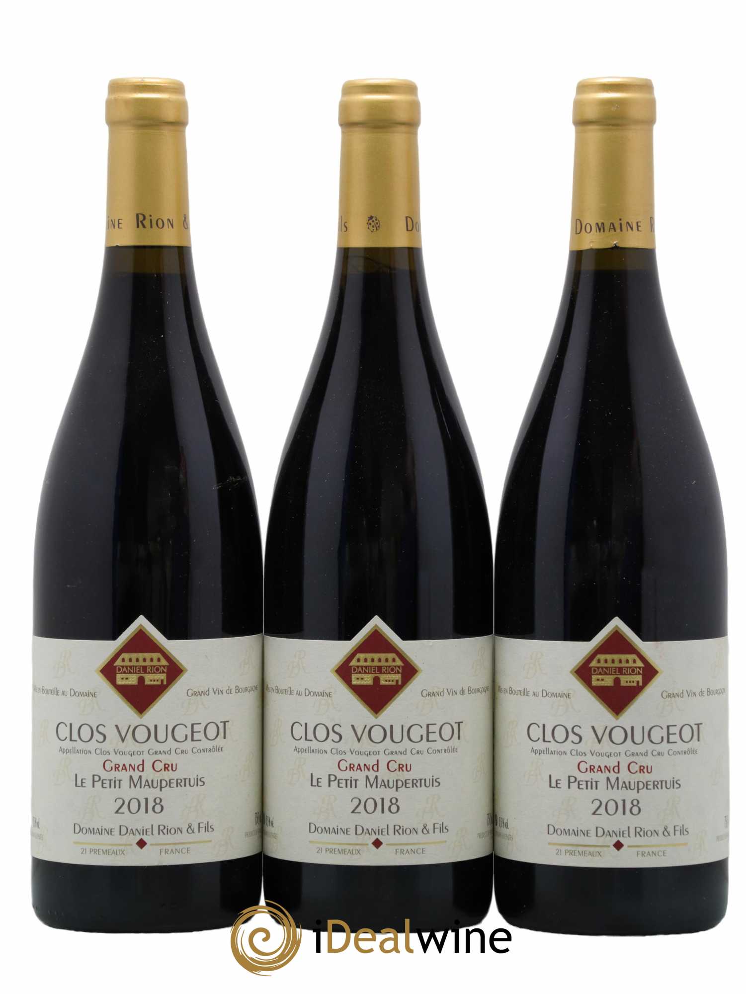 Clos de Vougeot Grand Cru Le Petit Maupertuis Daniel Rion 2018 - Lot de 3 bouteilles - 0