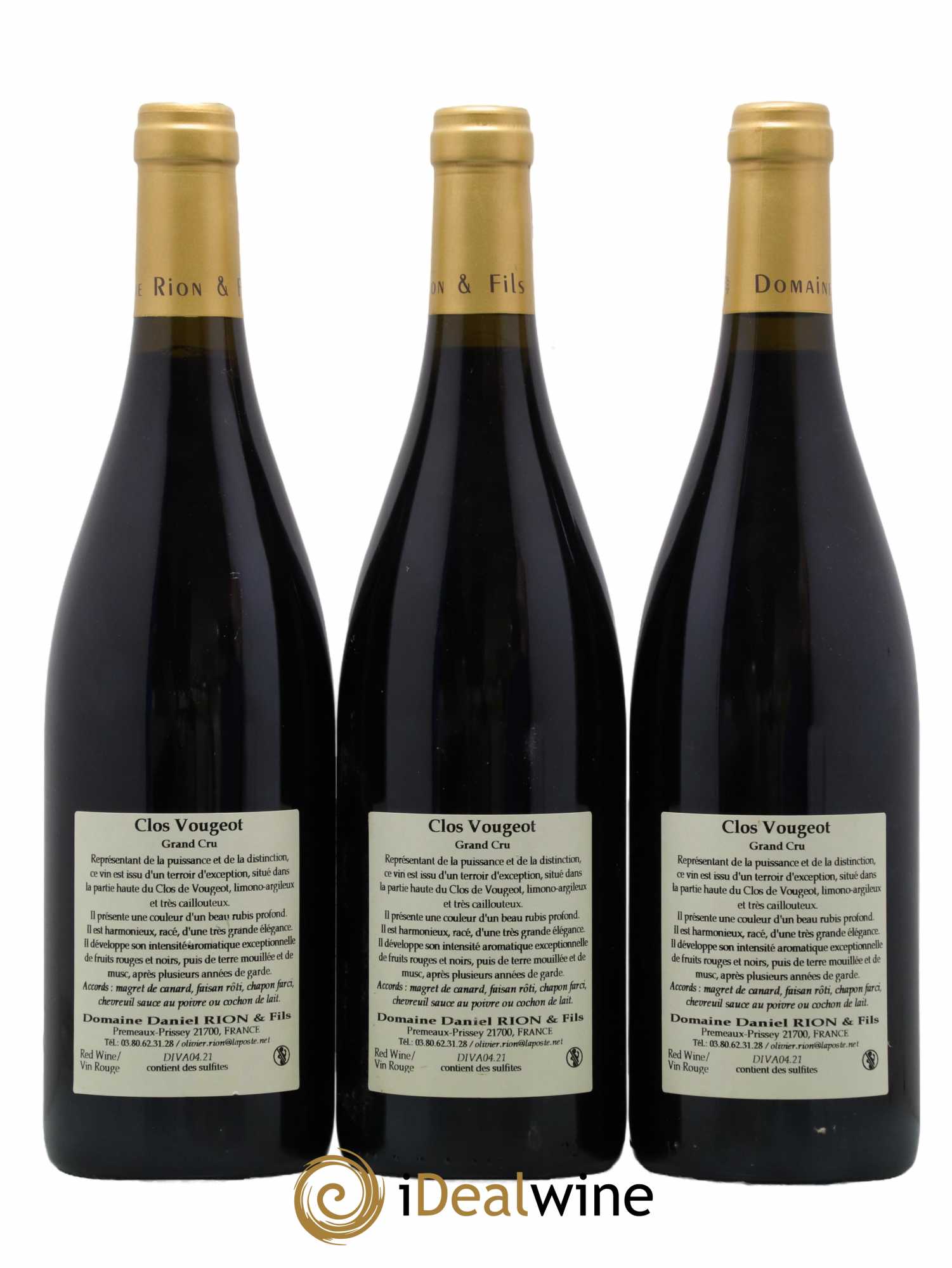 Clos de Vougeot Grand Cru Le Petit Maupertuis Daniel Rion 2018 - Lot de 3 bouteilles - 1