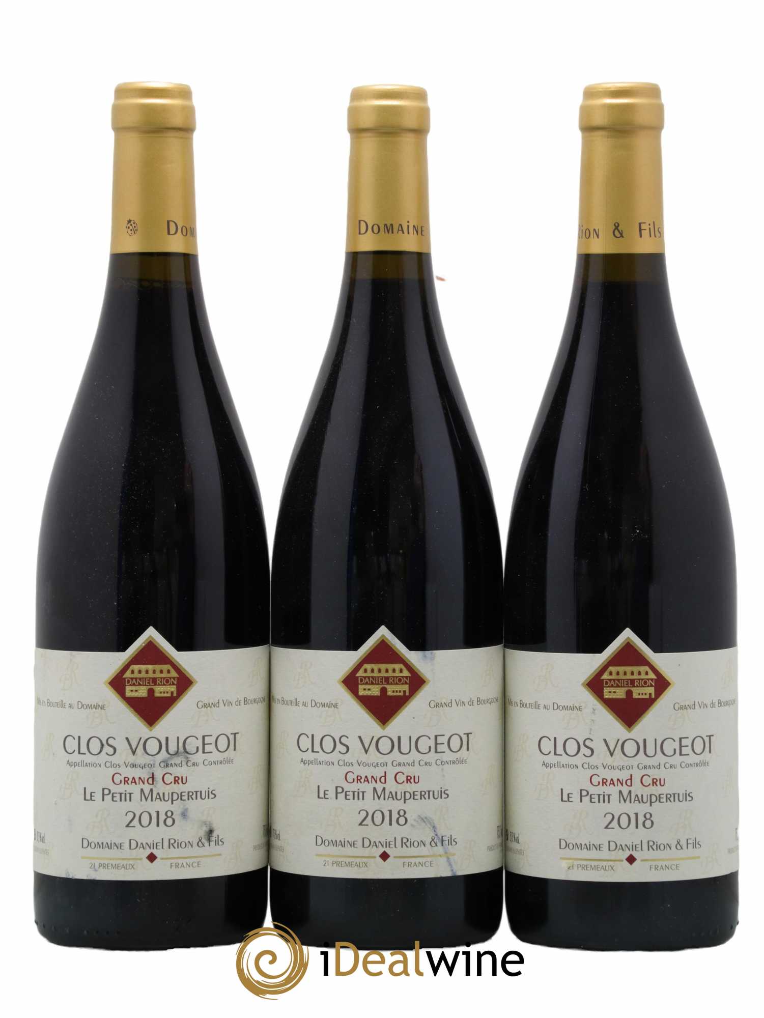 Clos de Vougeot Grand Cru Le Petit Maupertuis Daniel Rion 2018 - Lot de 3 bouteilles - 0