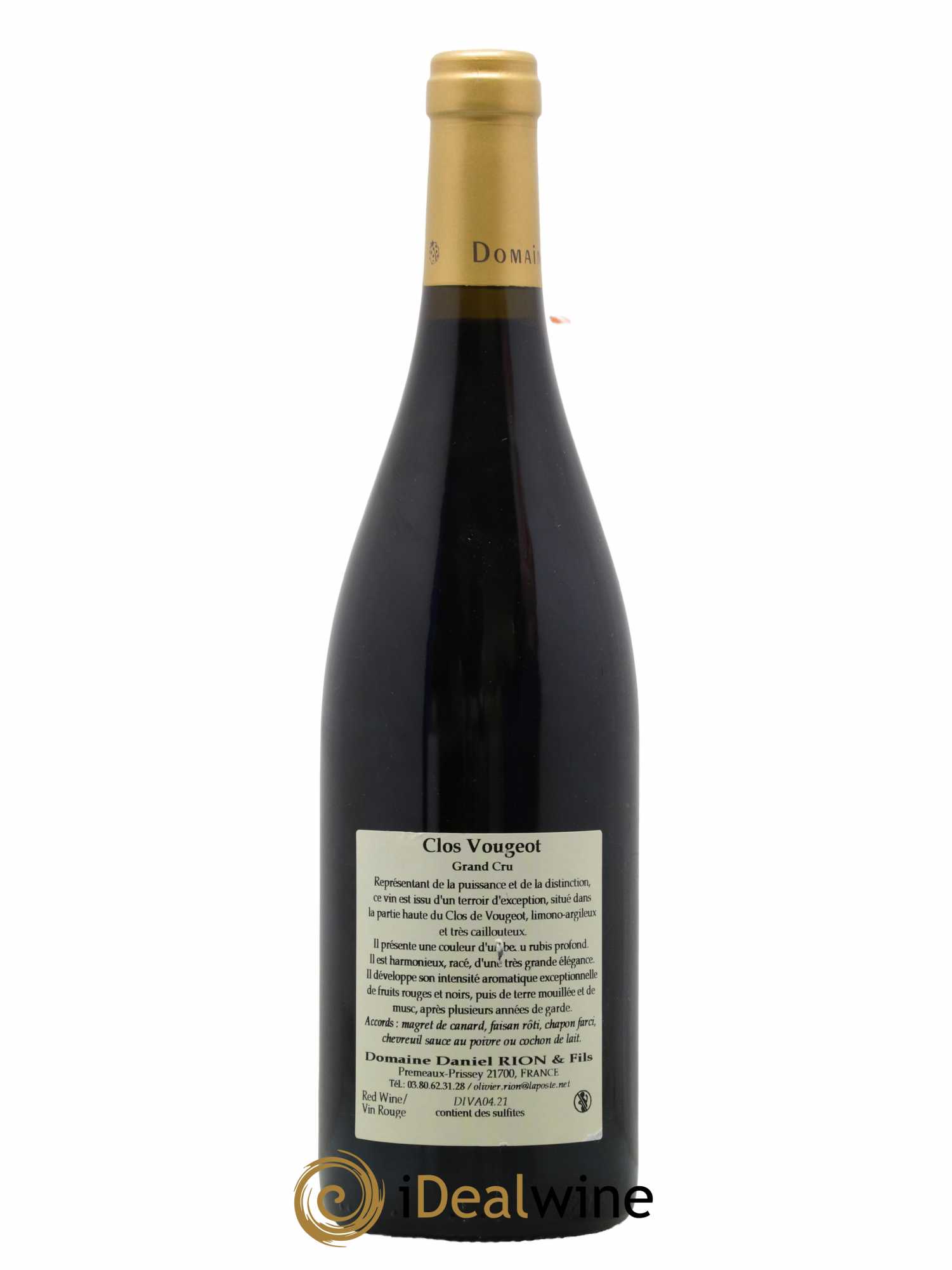Clos de Vougeot Grand Cru Le Petit Maupertuis Daniel Rion 2018 - Lot de 1 bouteille - 1