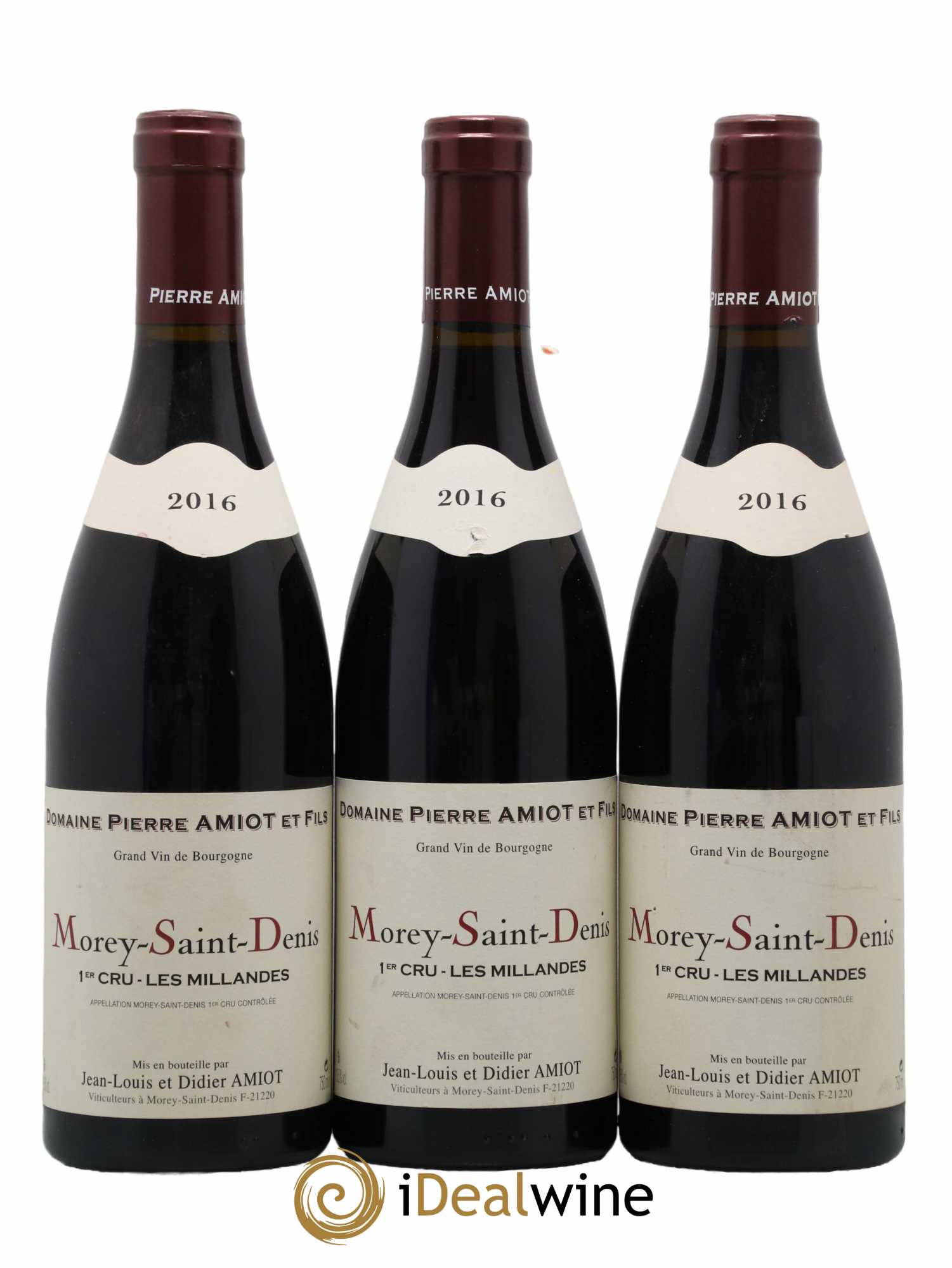 Morey-Saint-Denis 1er Cru Les Millandes Pierre Amiot et Fils 2016 - Lot de 3 bouteilles - 0