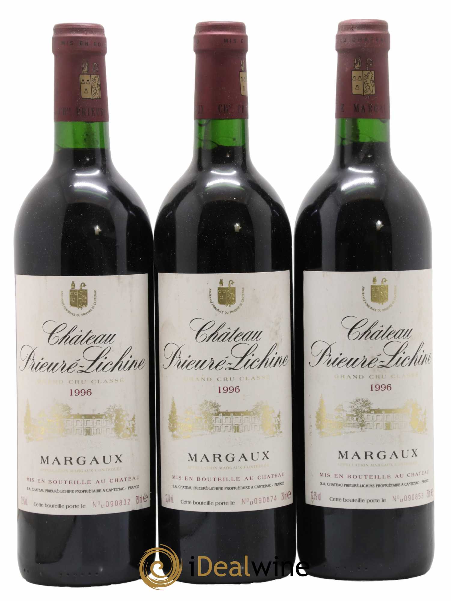 Château Prieuré Lichine 4ème Grand Cru Classé 1996 - Lot de 3 bouteilles - 0