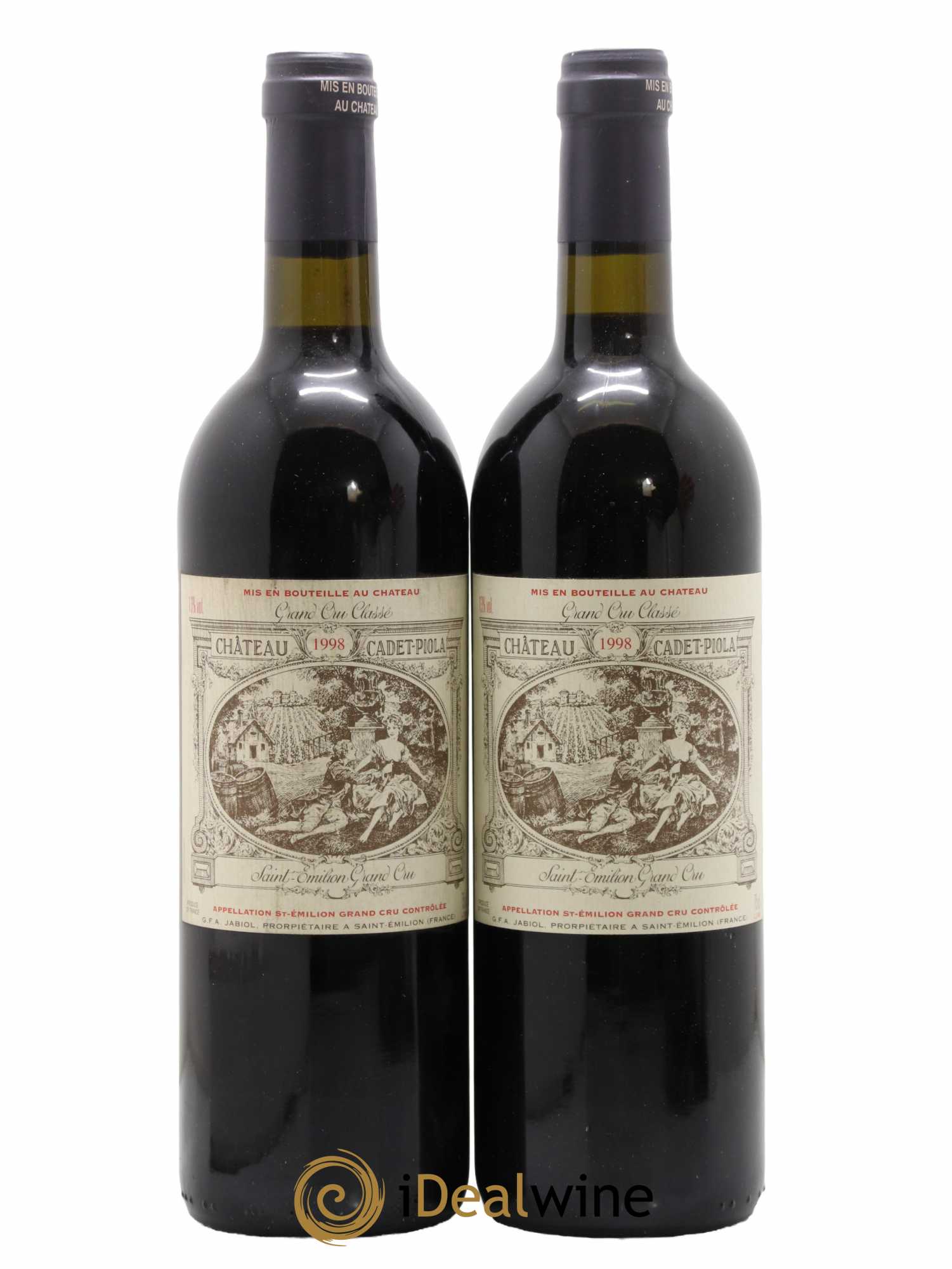 Château Cadet Piola Grand Cru Classé 1998 - Lot de 2 bouteilles - 0