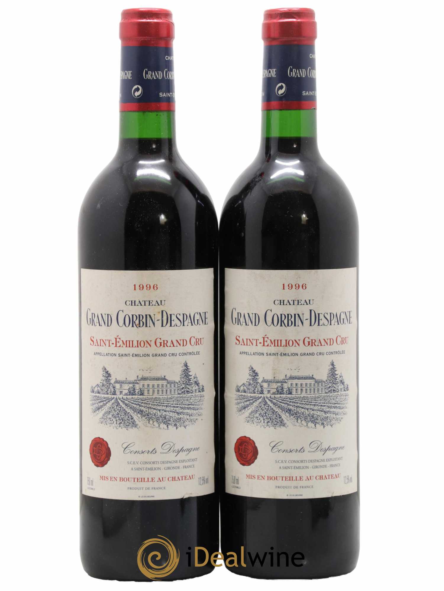 Château Grand Corbin Despagne Grand Cru Classé 1996 - Lot de 2 bouteilles - 0